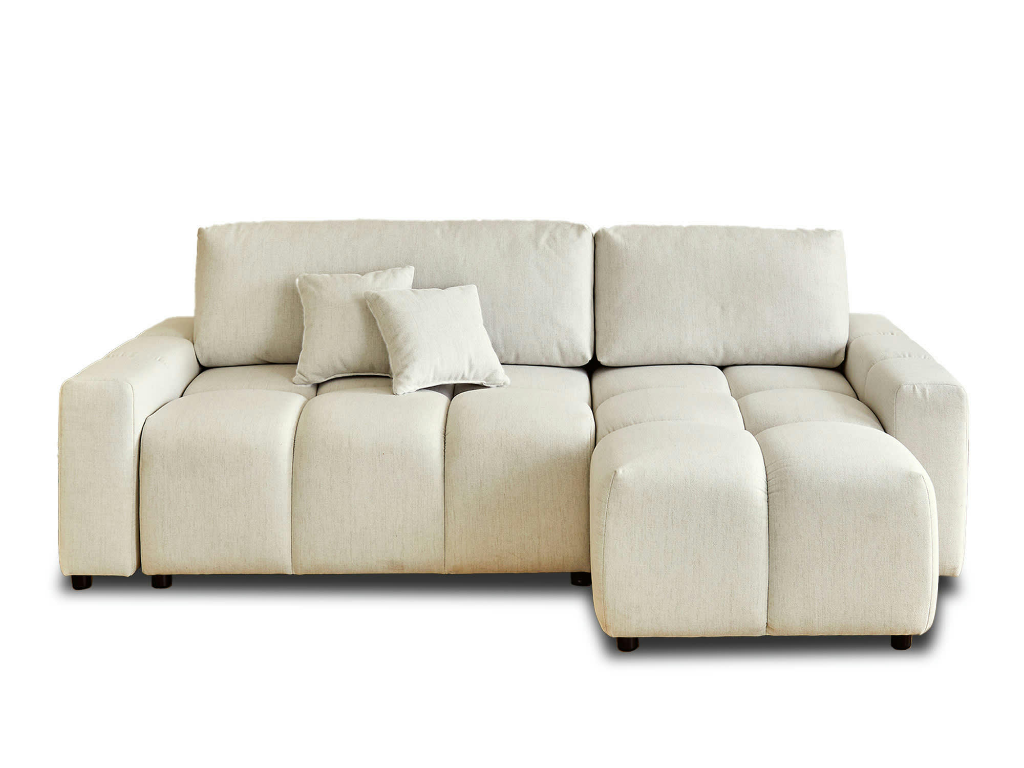 CROCUS - Canapé d'angle réversible convertible 4 places en tissu beige