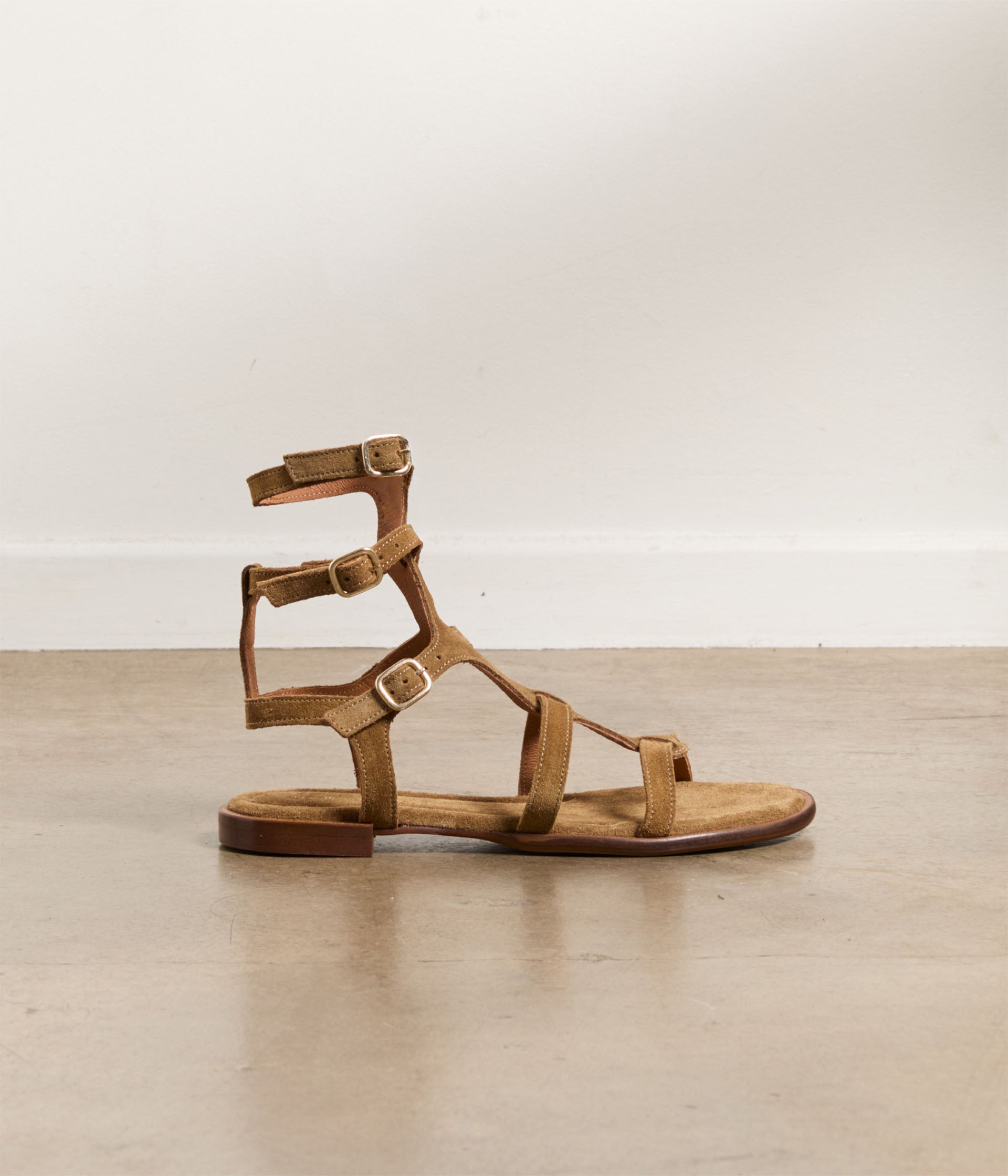 Spartiates velours camel Gallia