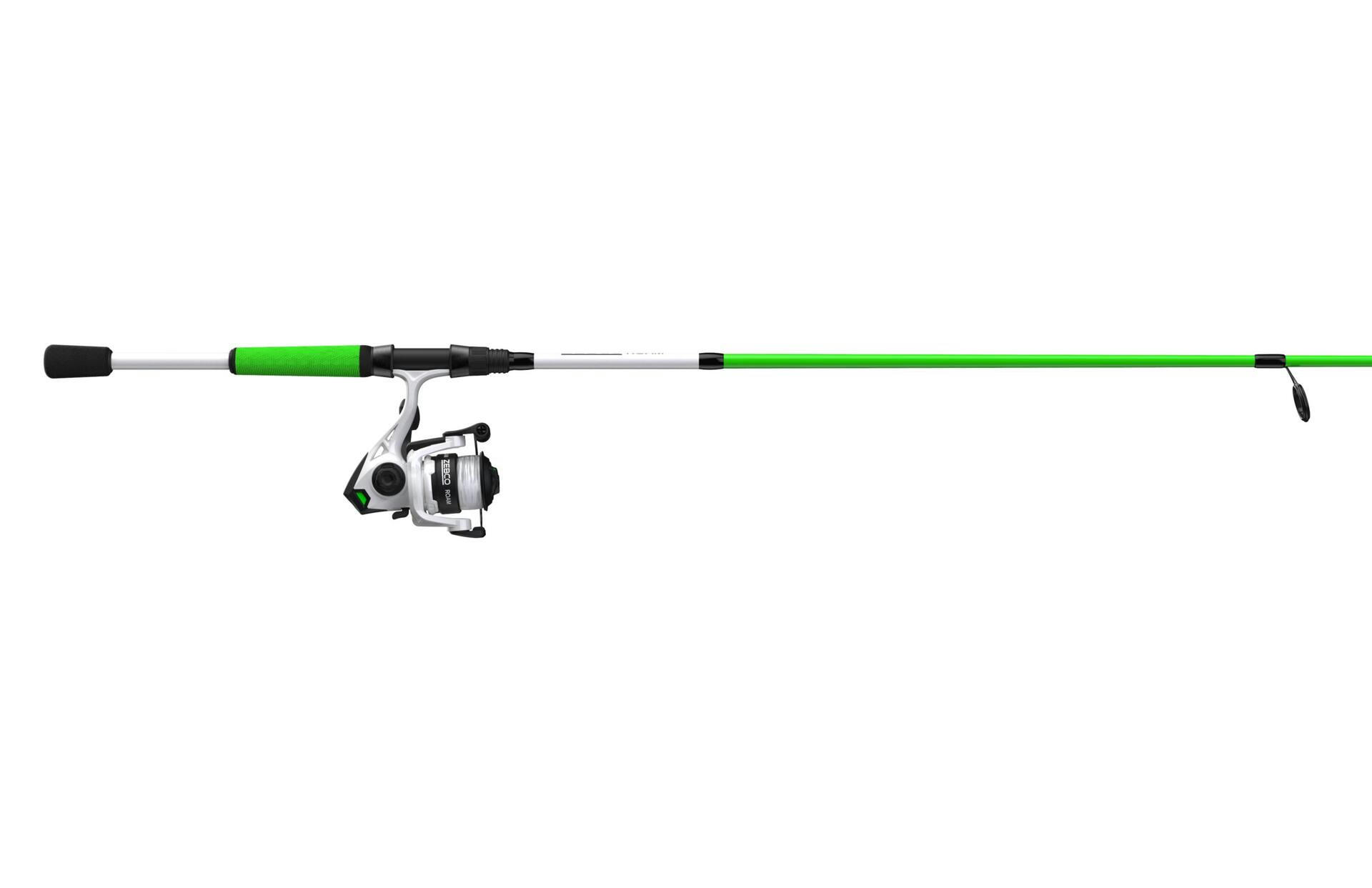 Zebco Roam 30 Two-Piece Spinning Combo Reel, Green, 6.6-ft