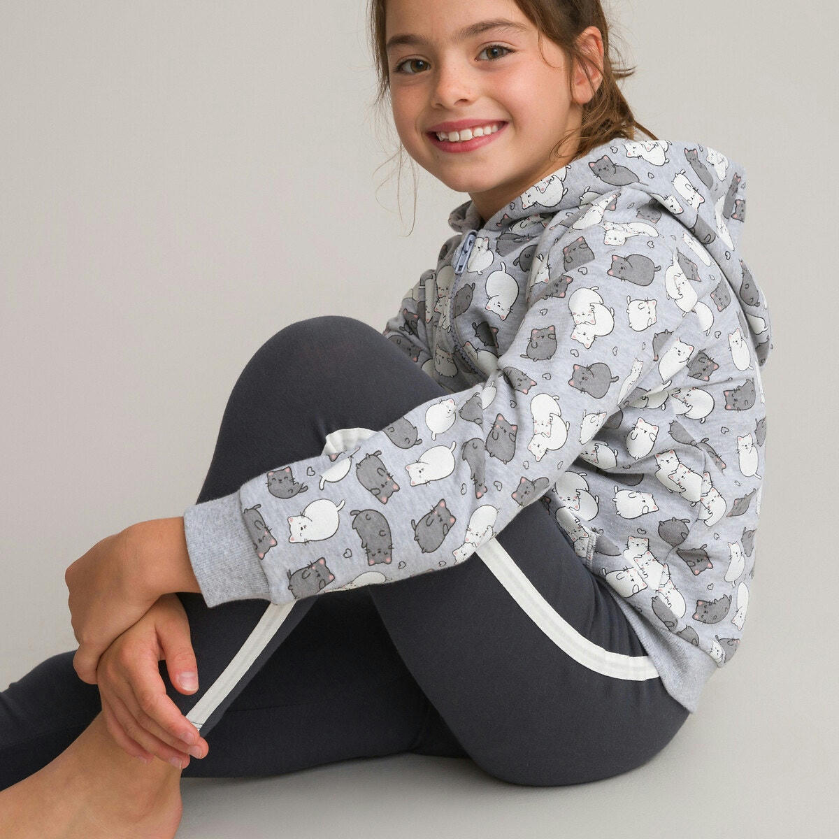 Veste d'interieur en molleton imprimé chat kawaï