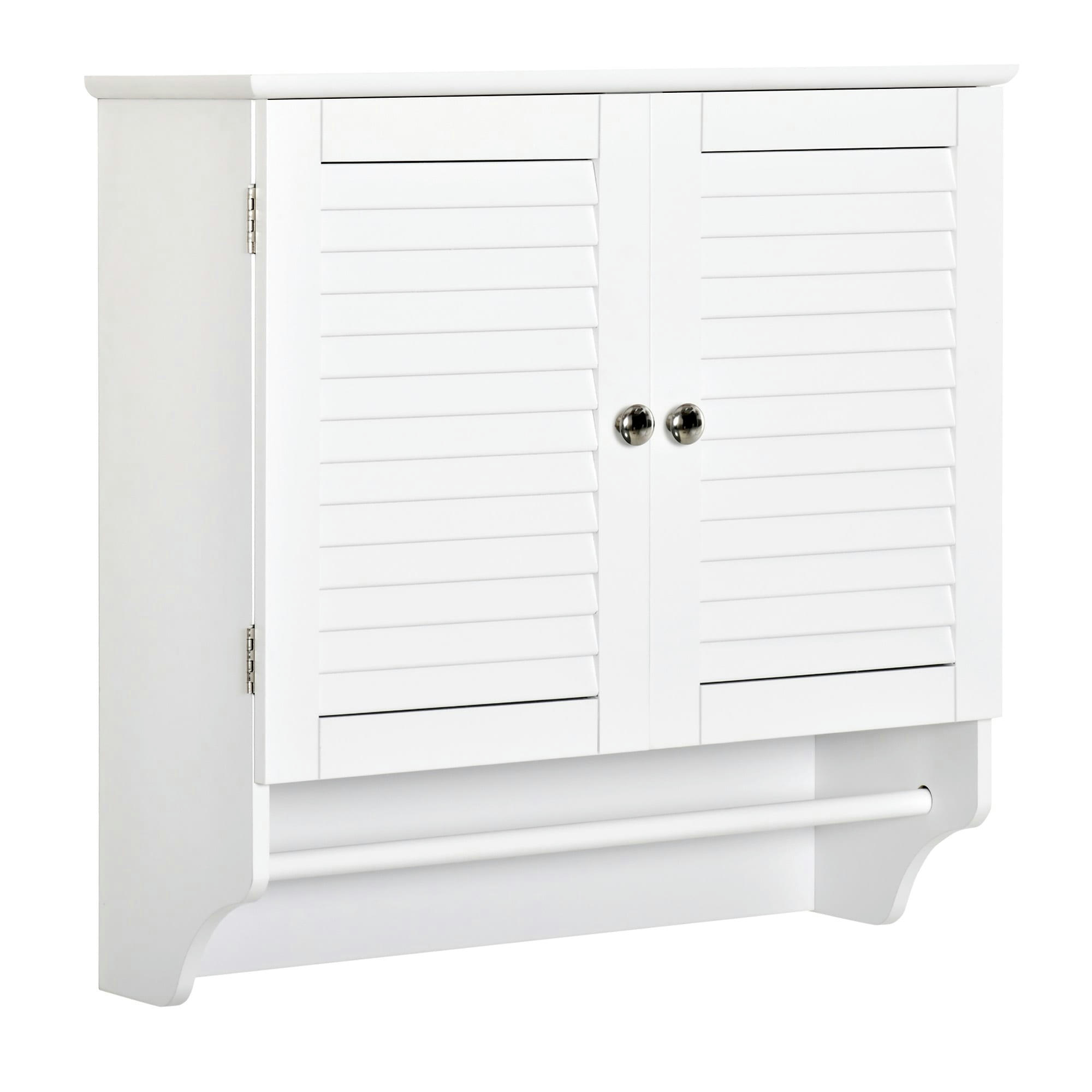 - Armoire murale salle de bain portes persiennes étagère porte-serviette