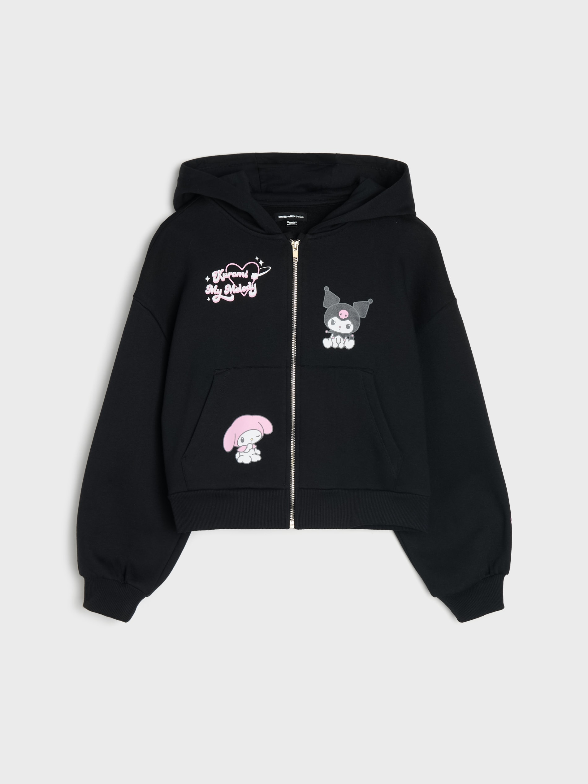 Rozpinana bluza oversize z kapturem Kuromi and My Melody
