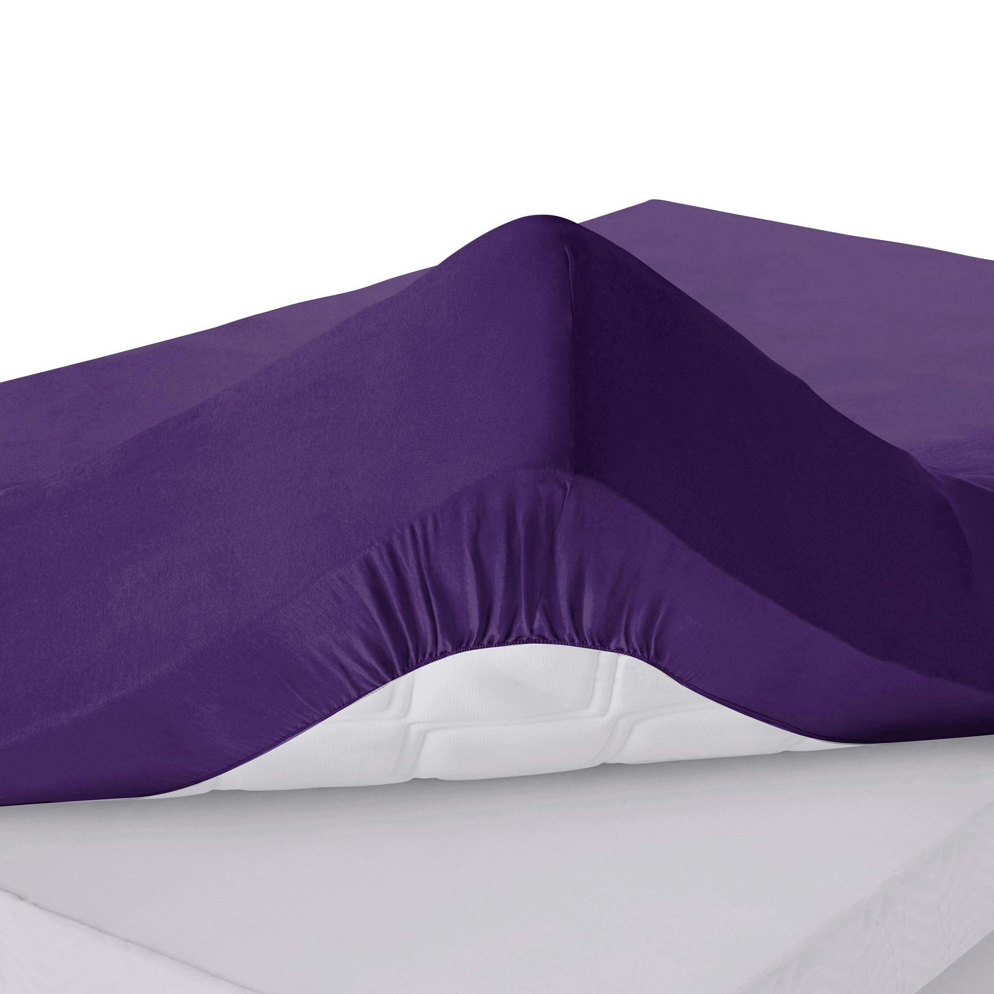 GRANDS BONNETS - Drap-housse grand bonnet 180x200x30 violet en coton