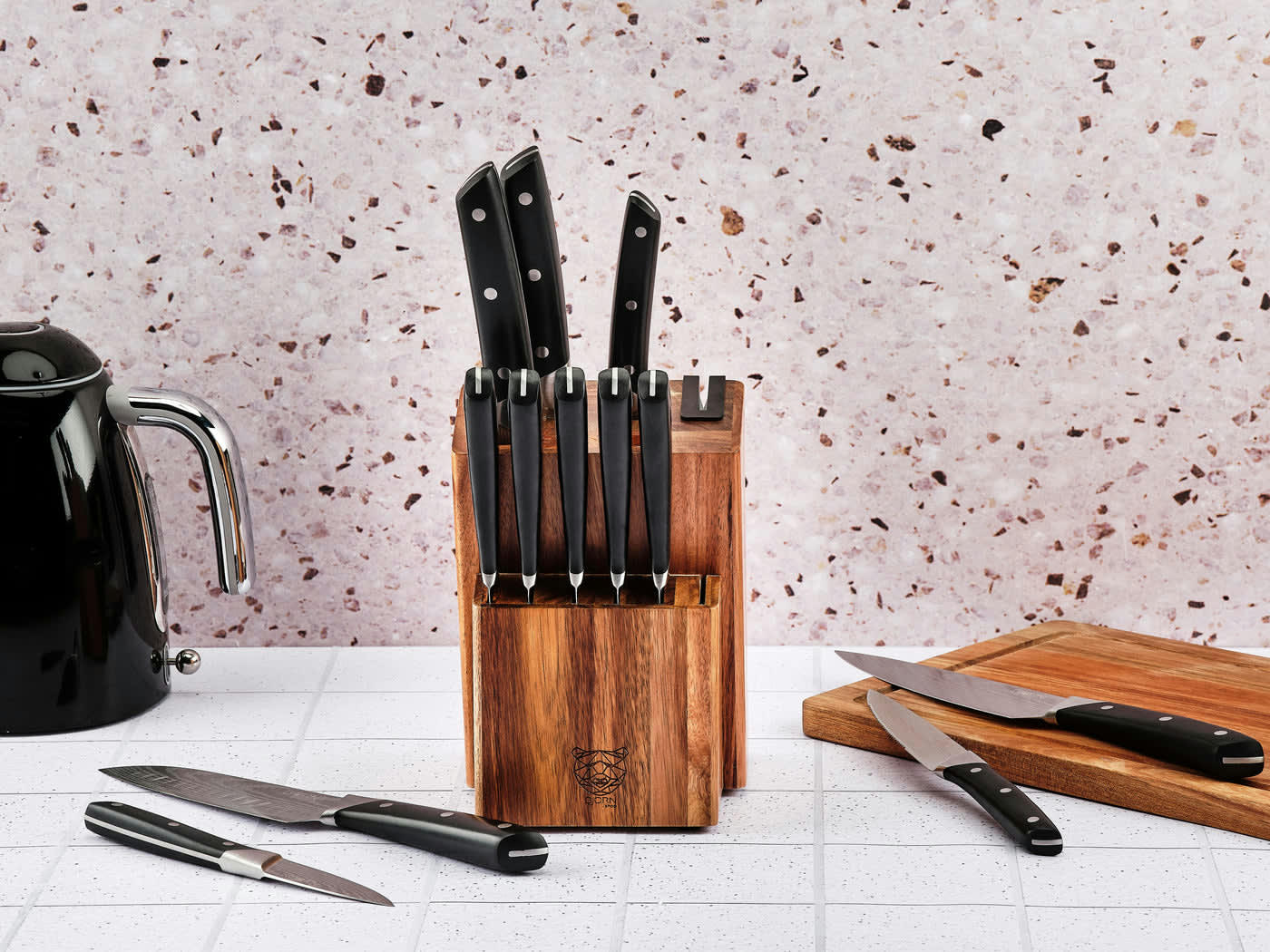 NUDE - Lot de 14 couteaux en inox noir