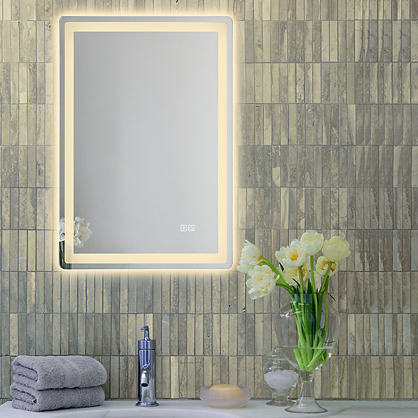 Miroir de salle de bain LED 60x80cm anti buée à luminosité variable rectangulaire LuxuryBain