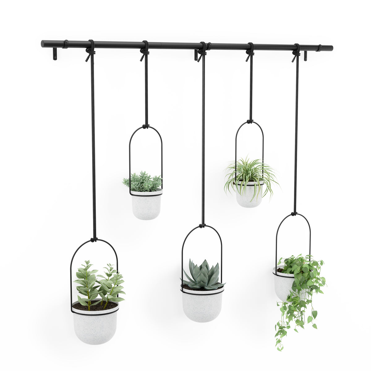 Umbra hangende bloempotten, set van 5, Triflora - 138 x 18 x 95 cm - Wit