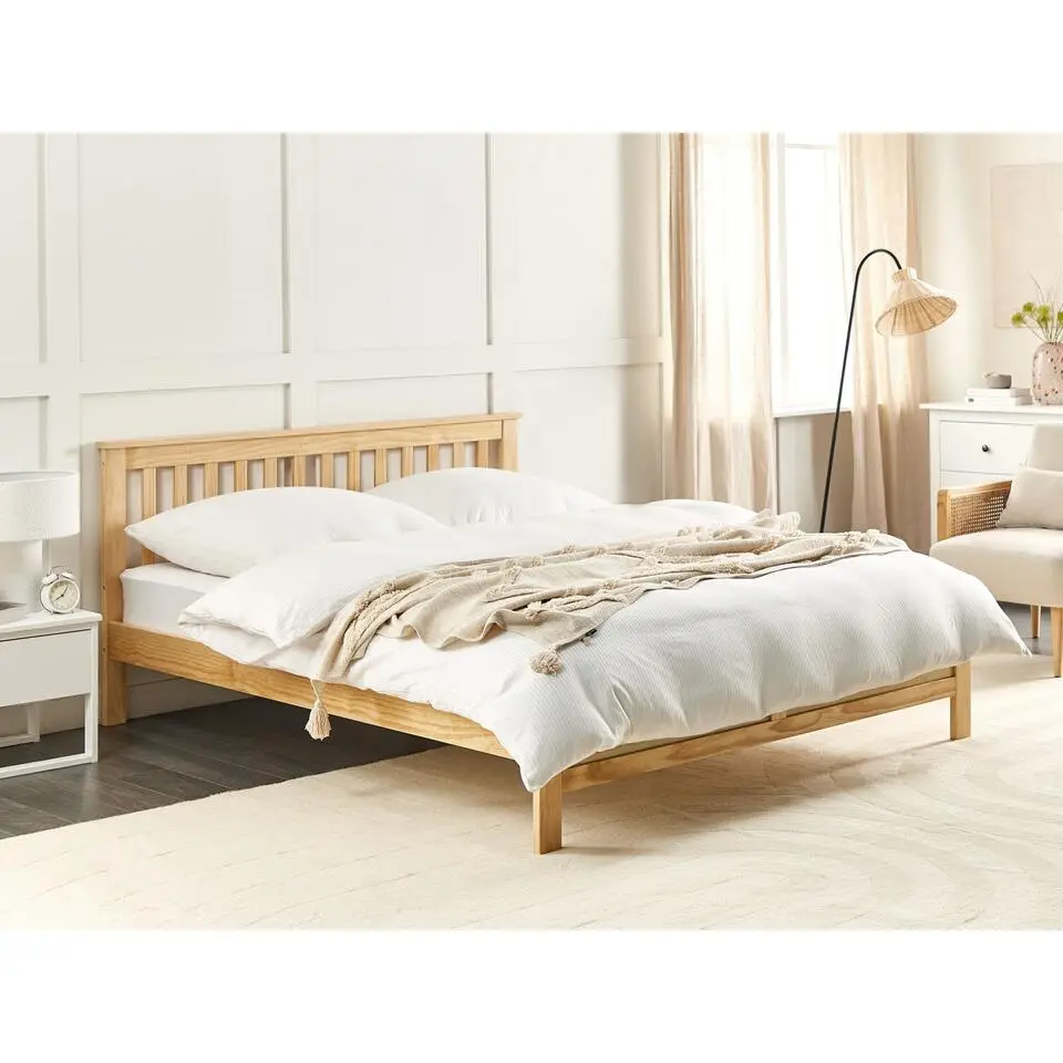 MAYENNE - Tweepersoonsbed - Lichtbruin - 140 x 200 cm - Dennenhout