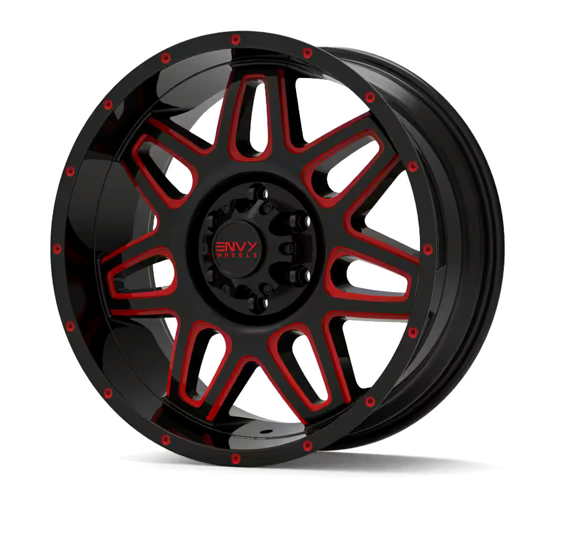 Envy ET-2 Alloy Wheel/Rim, Black/Red Milled