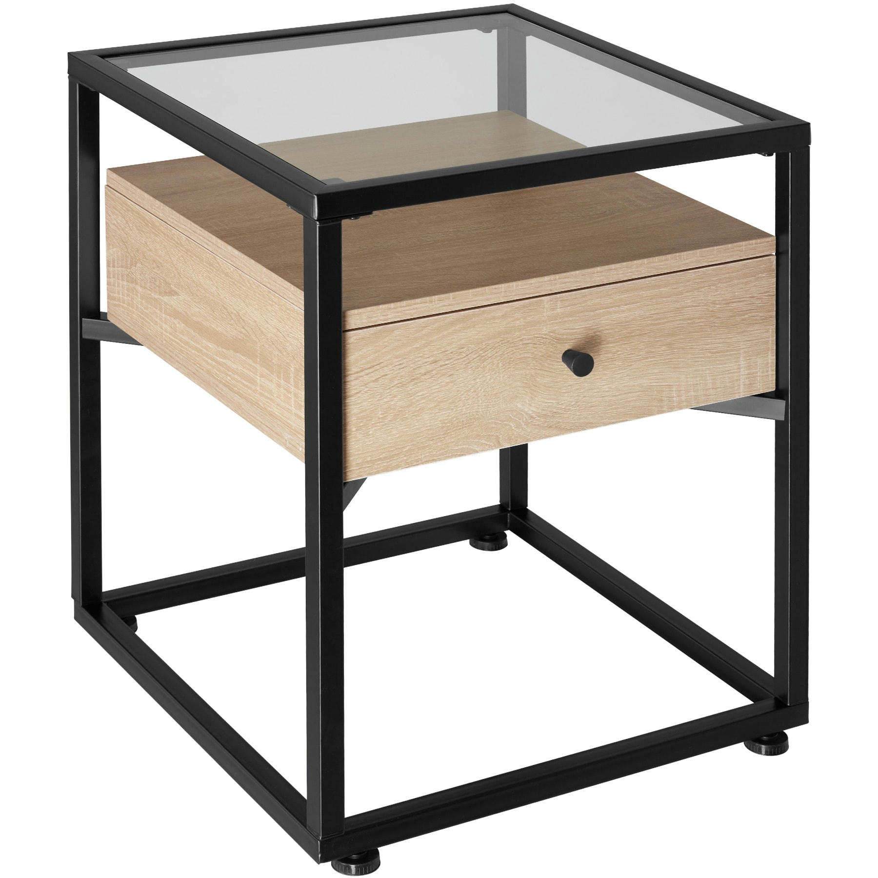 TT - Table de chevet Style industriel Bois clair industriel, Chêne Sonoma