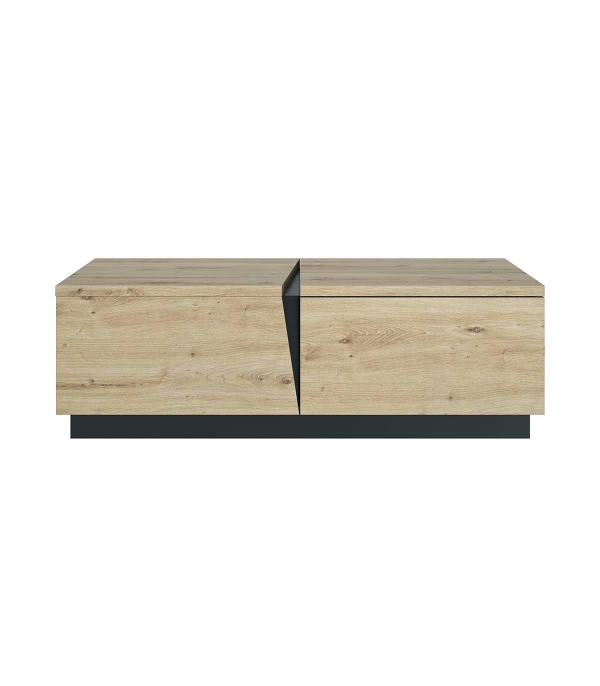 CRACK - Table basse 1 Tiroir 1 Niche  L114 cm - Décor chêne et noir