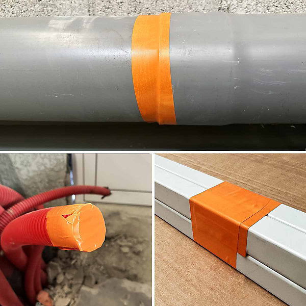 Lot de 108 Rubans adhésifs PVC orange bâtiment 50 mm x 33 m - Rouleau adhésif TECPLAST