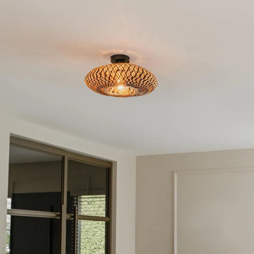 Qazqa plafondlamp ostrava zwart e27