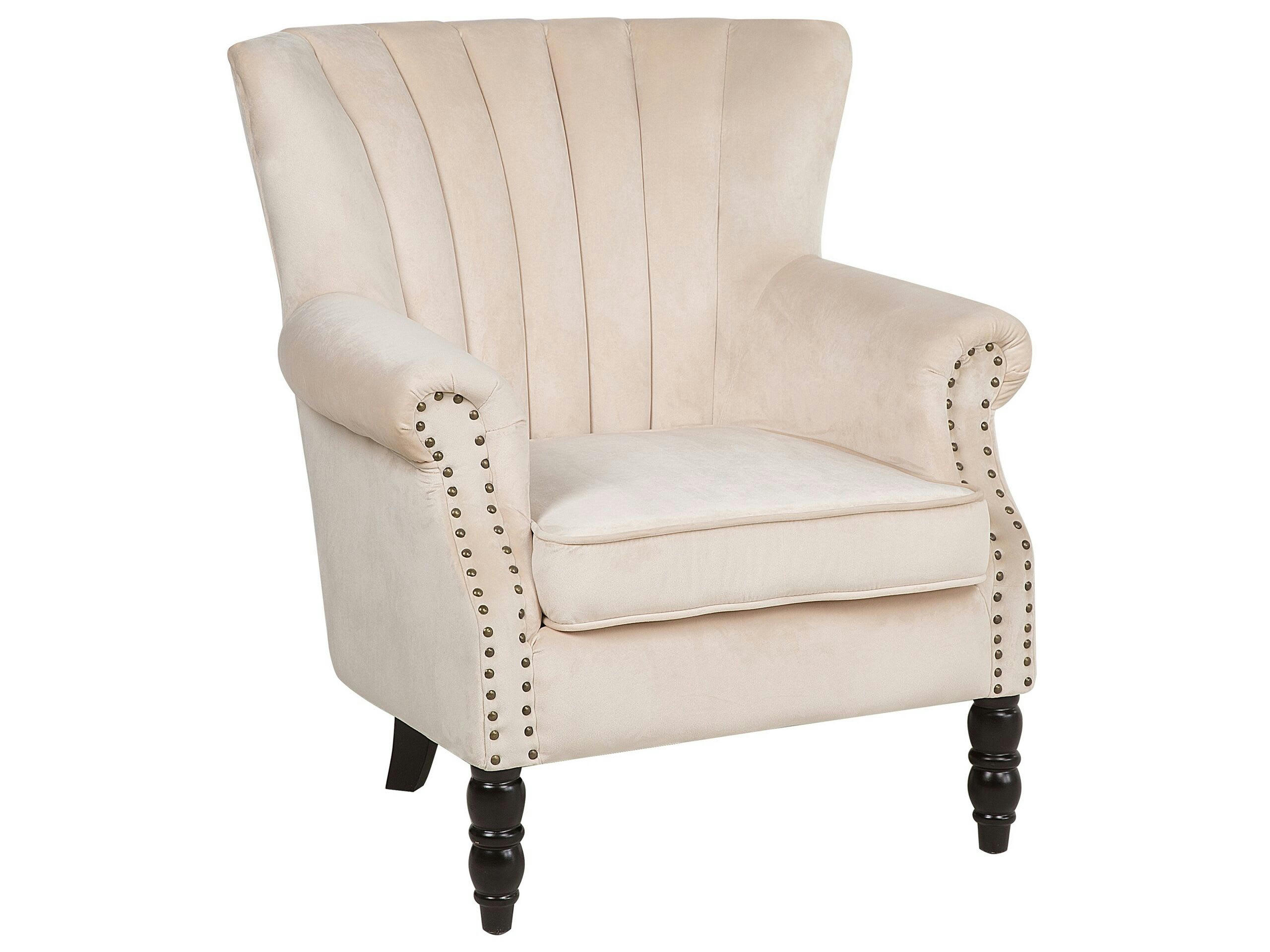 SVEDALA - Fauteuil en velours beige
