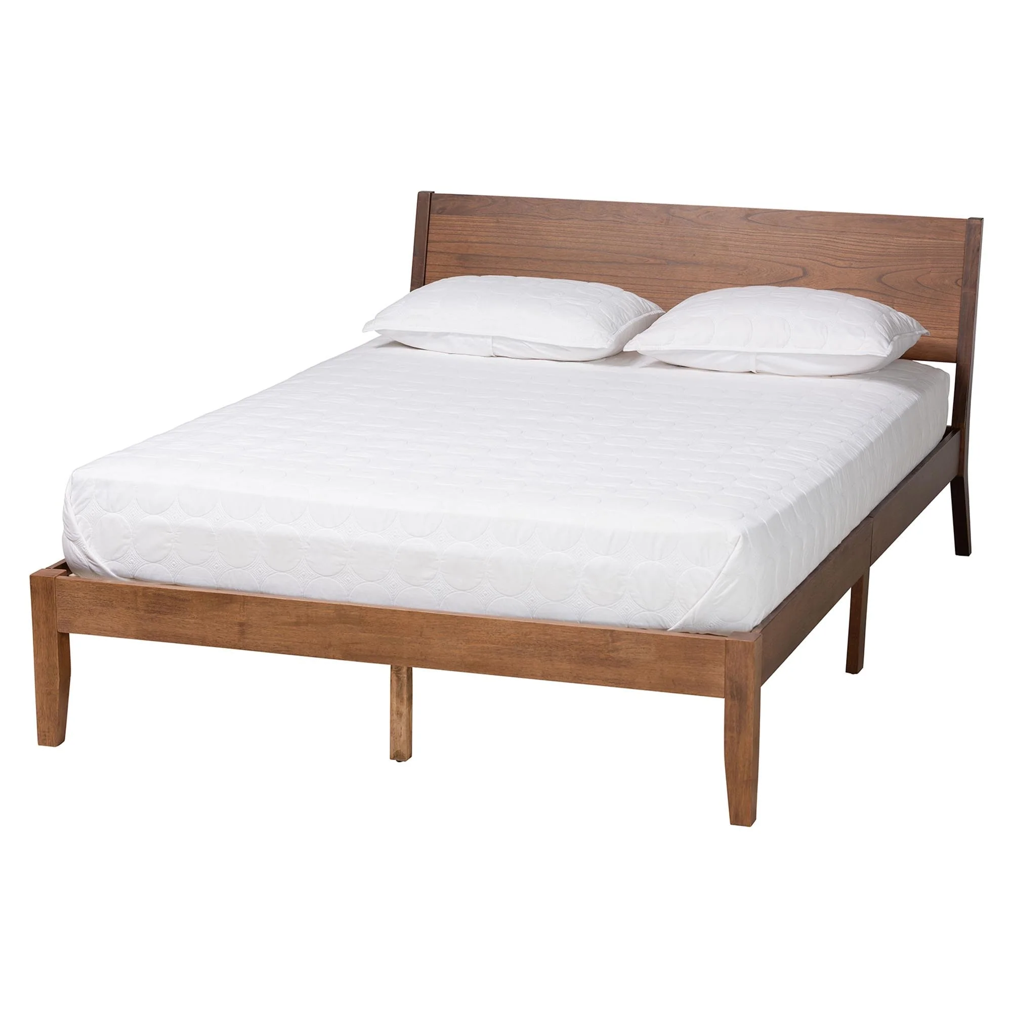Salvatore Mid-Century Modern Walnut Brown Finished Wood Platform Bed