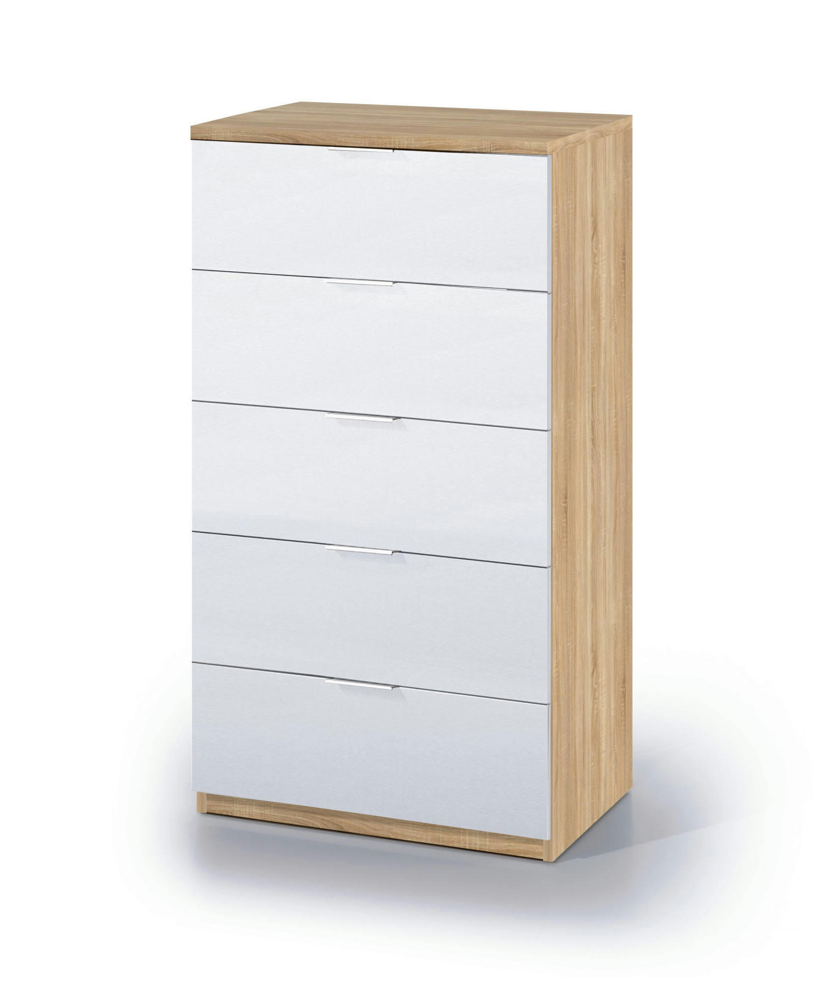 MESQUITE - Commode 5 tiroirs effet chêne et bois blanc