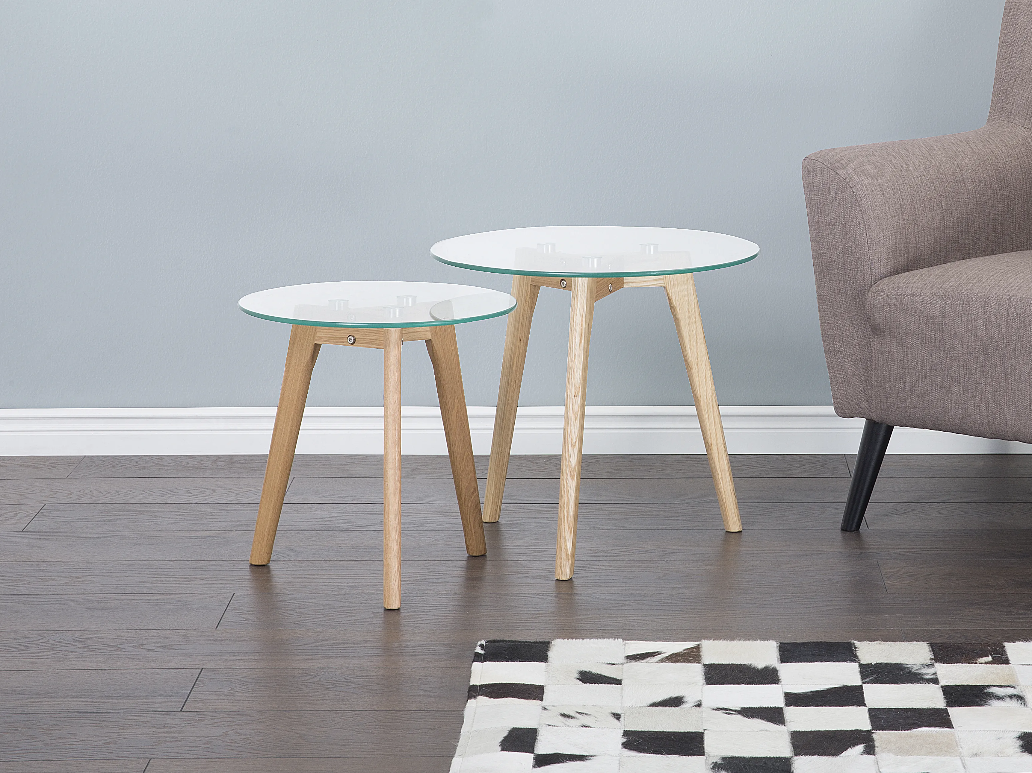 Set of 2 Coffee Tables MISSOURI Glass Transparent