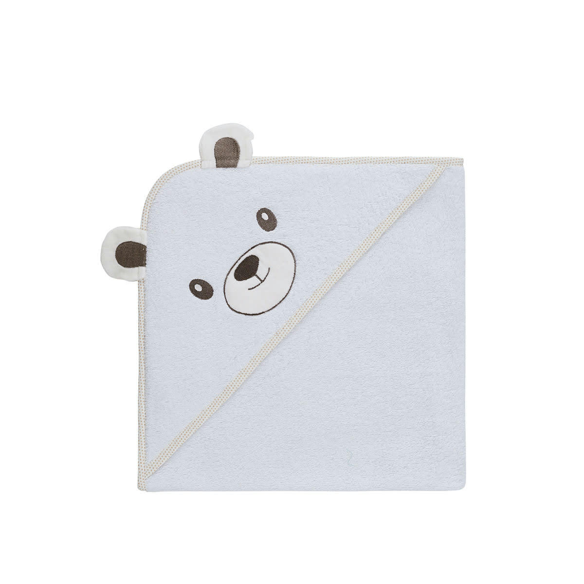 BOBBY L'OURS - Cape de bain bébé  blanc  75x75 cm
