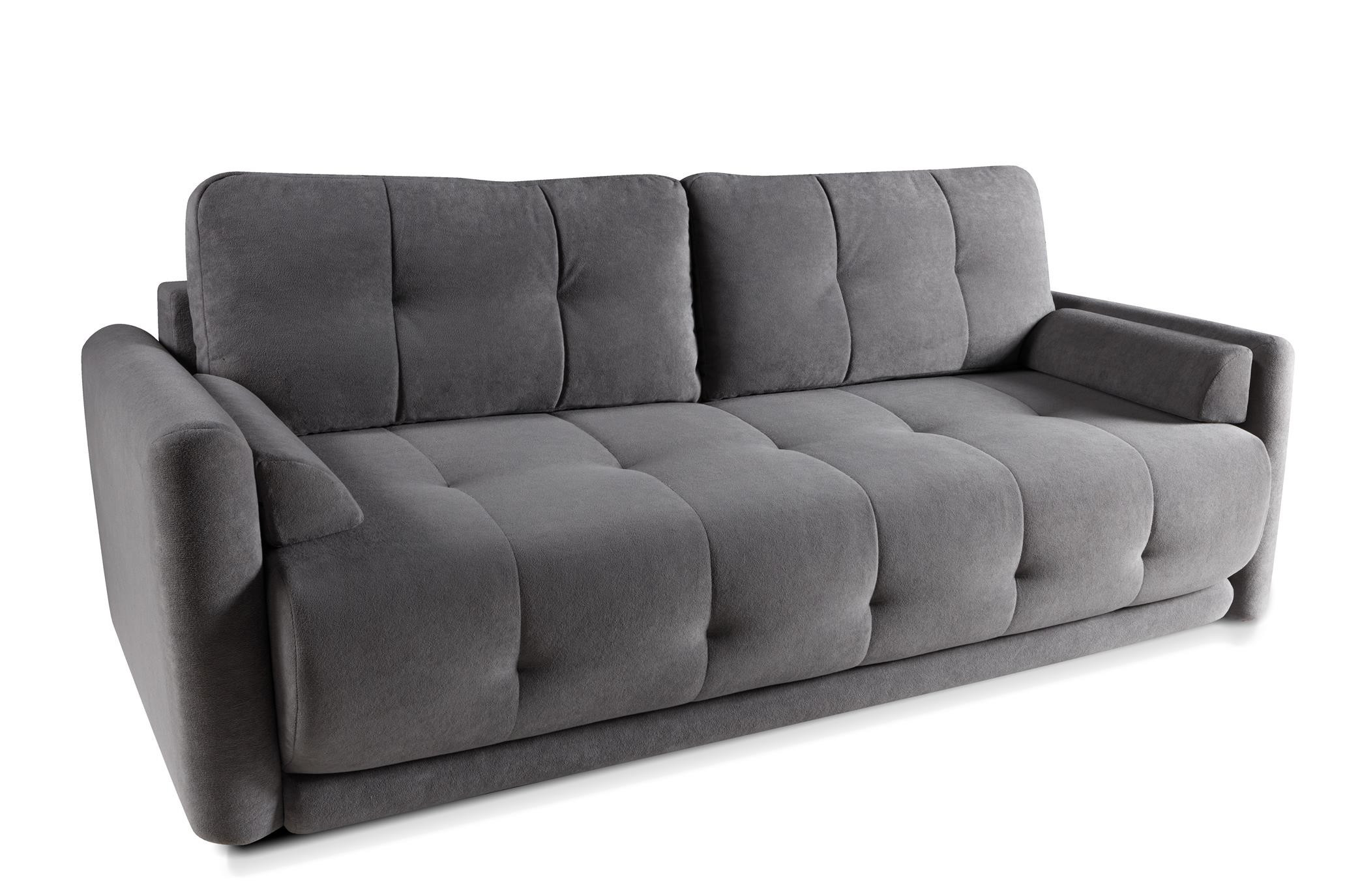 Stylowa pikowana sofa ETNO szara z funkcją spania do salonu
