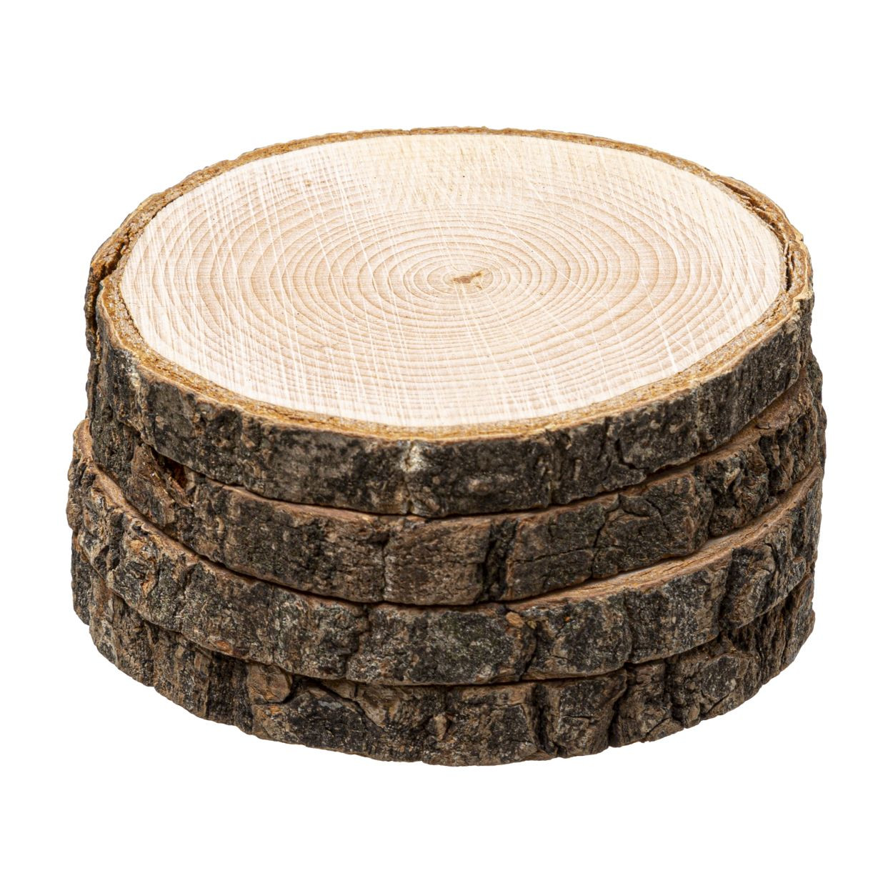 Zestaw 4 okrągłych podstawek drewnianych pod szklanki 10cm