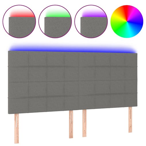 NNEVL LED Headboard Dark Grey 160x5x118/128 cm Fabric