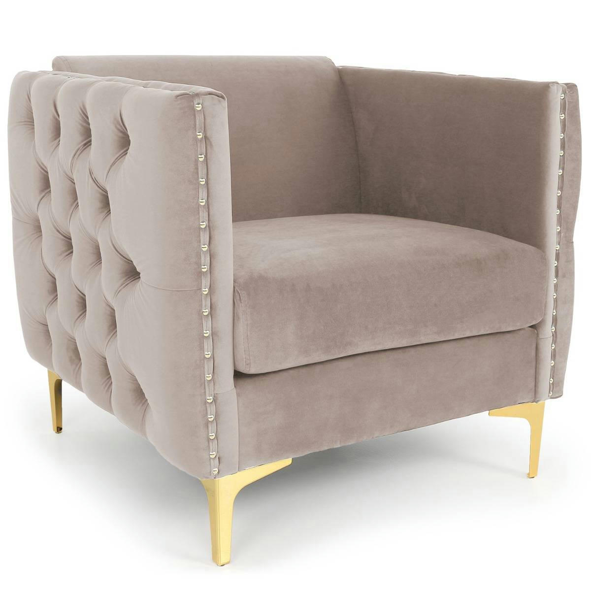 JOSHUA - Fauteuil velours taupe