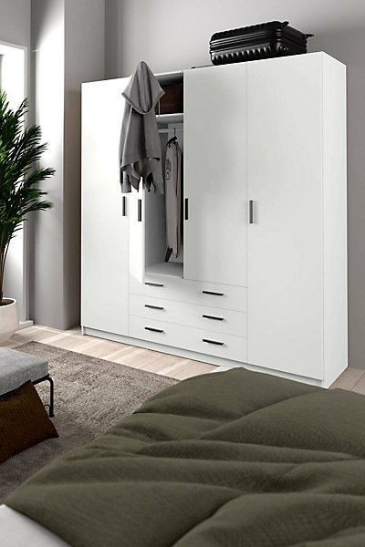 Grande Garde-robe Epipola, Meubles de chambre, Penderie de plain-pied, Placard à vêtements, 196x50 h200 cm, Blanc