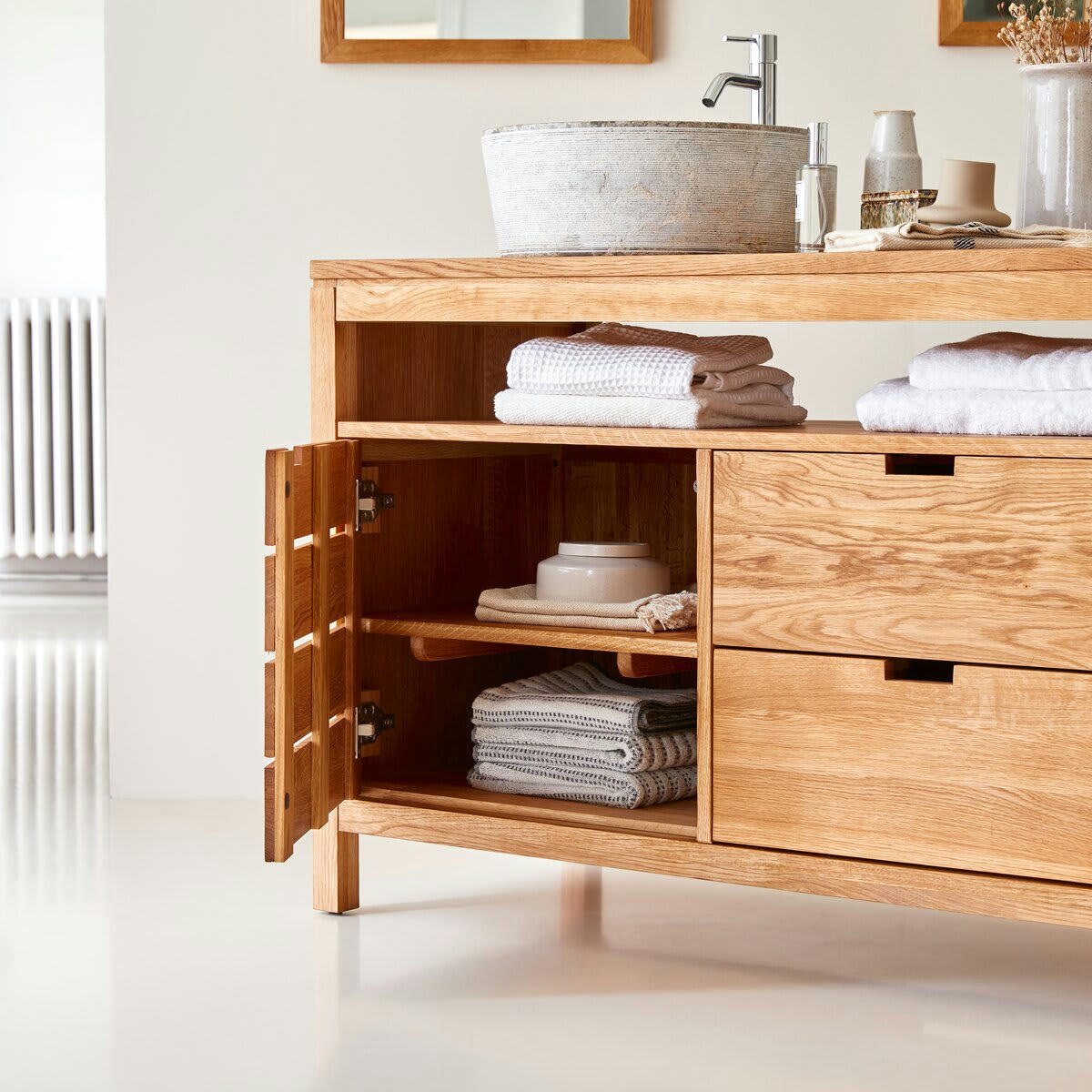 SERENA - Meuble sous vasque en chêne massif 165 cm