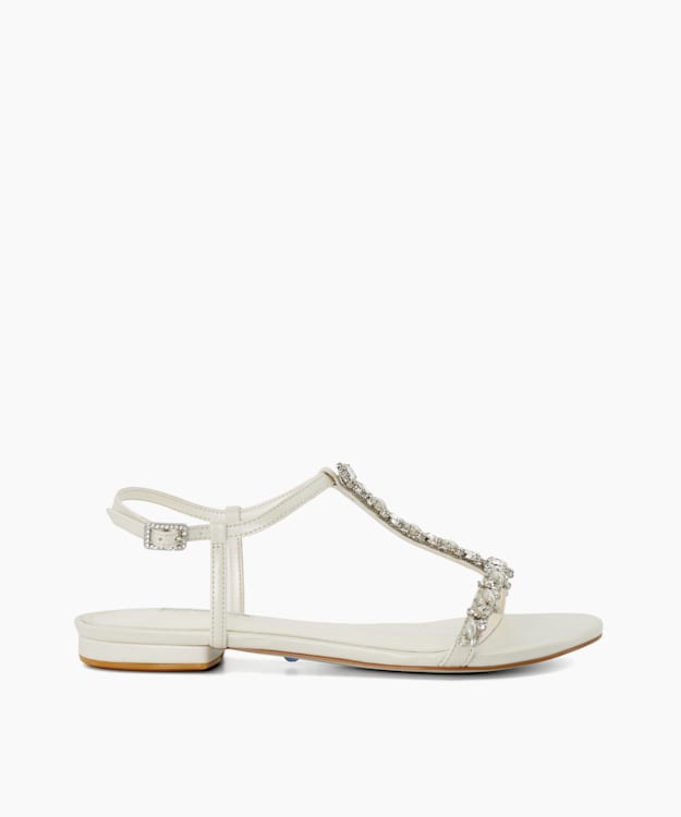 Nuptuals Ivory - Jewel Embellished Flat Wedding Sandals
