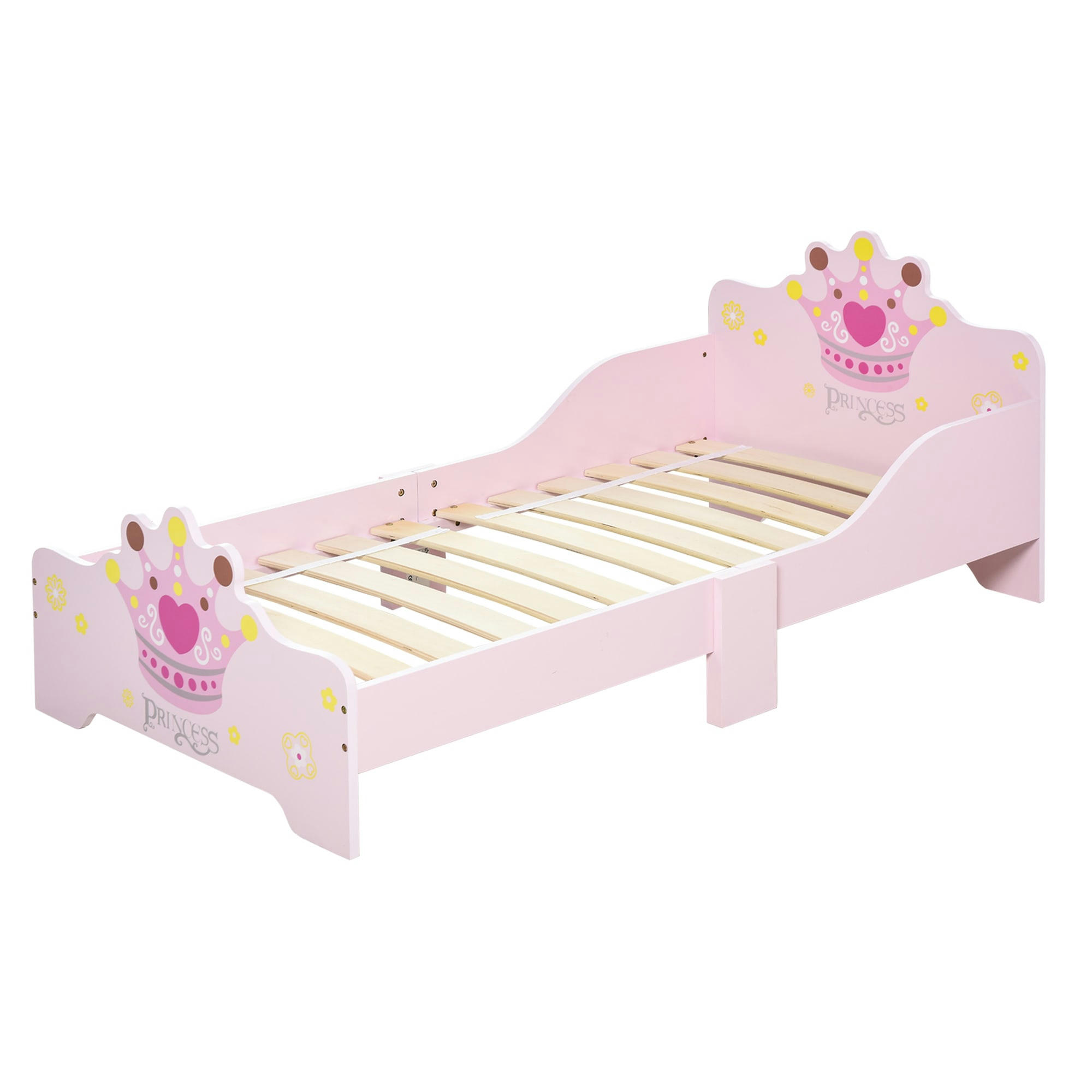 - Lit d'enfant design princesse motif couronne sommier inclus rose