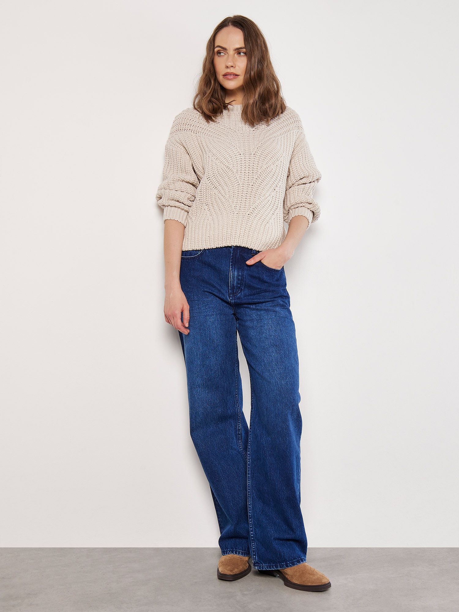 Apricot Chunky Cable Knit Jumper