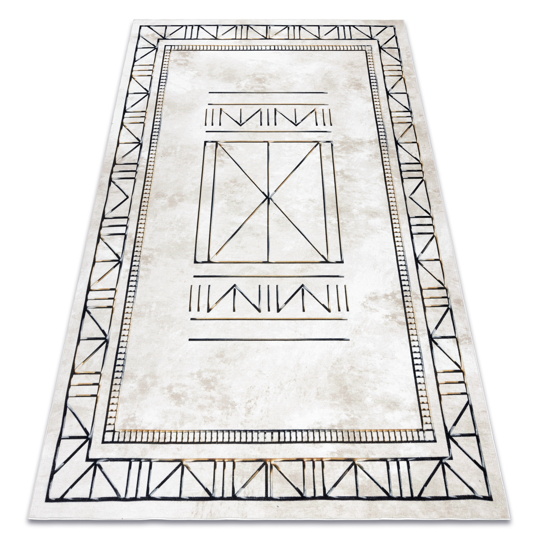 Dywan ANTIKA 125 tek, nowoczesny ramka, grecki do prania - beż 120x170 cm