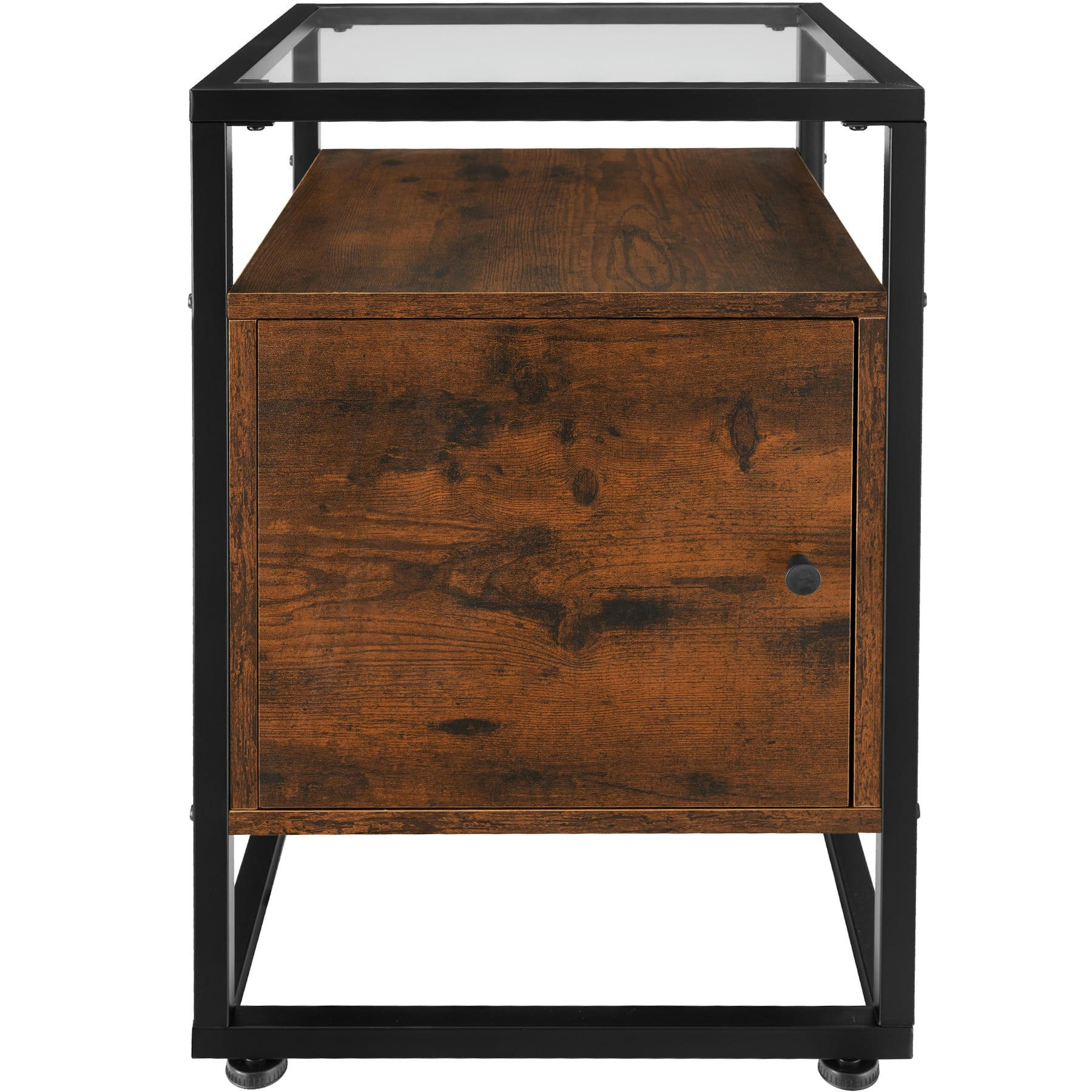 TT - Table de chevet Style industriel Bois foncé industriel, rustique