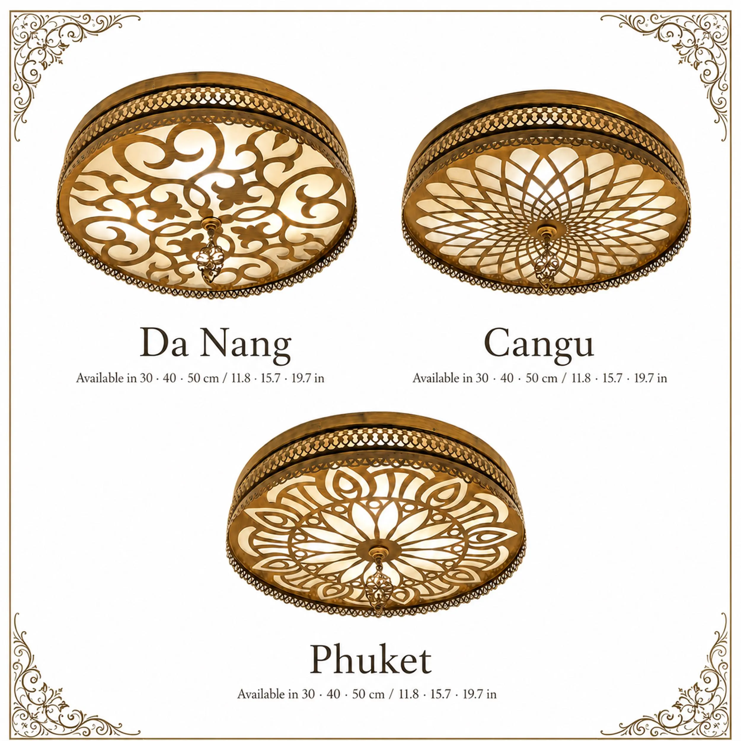 Moroccan Ceiling Light: Vintage Brass Laser Cut Metal Flush Mount