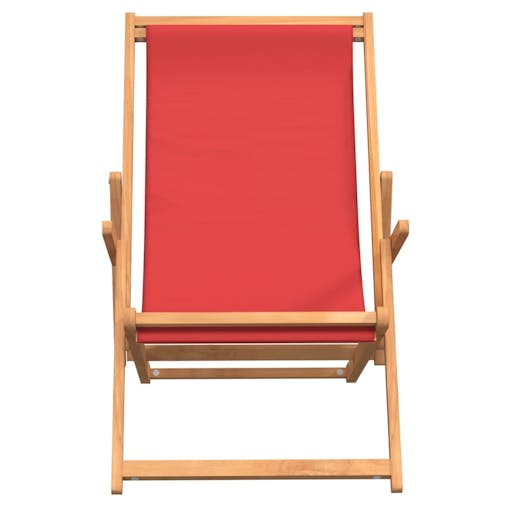 NNEVL Folding Beach Chair Solid Wood Teak Red