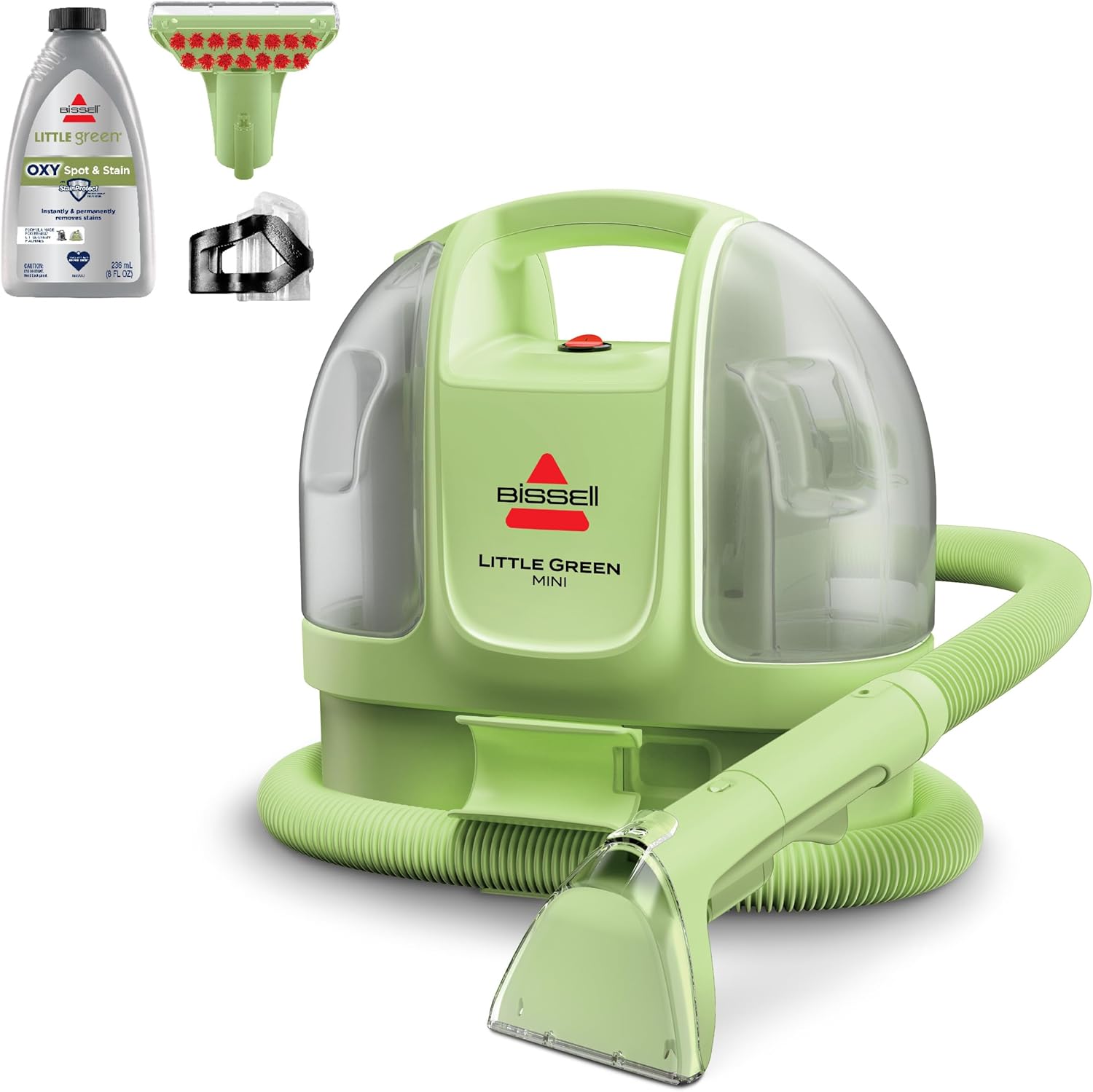 BISSELL Little Green Mini Portable Carpet and Upholstery Deep Cleaner, Car/Auto Detailer, with HydroRinse Self-Cleaning Tool and 4 Tough Stain Tool, Tea Green, 4075