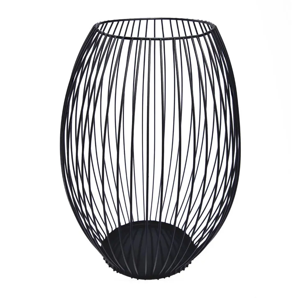 QUVIO Kaarsenhouder met frame - 24 cm - Rond - Metaal - Zwart