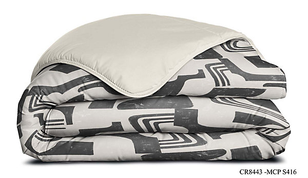 Couette légère imprimée / Uni gris clair - 1 personne 140 x200 - 29186