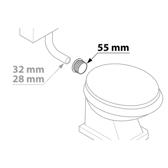 Spülrohrverbinder, Gummi, Ø 55 mm x Ø 28 - 32 mm