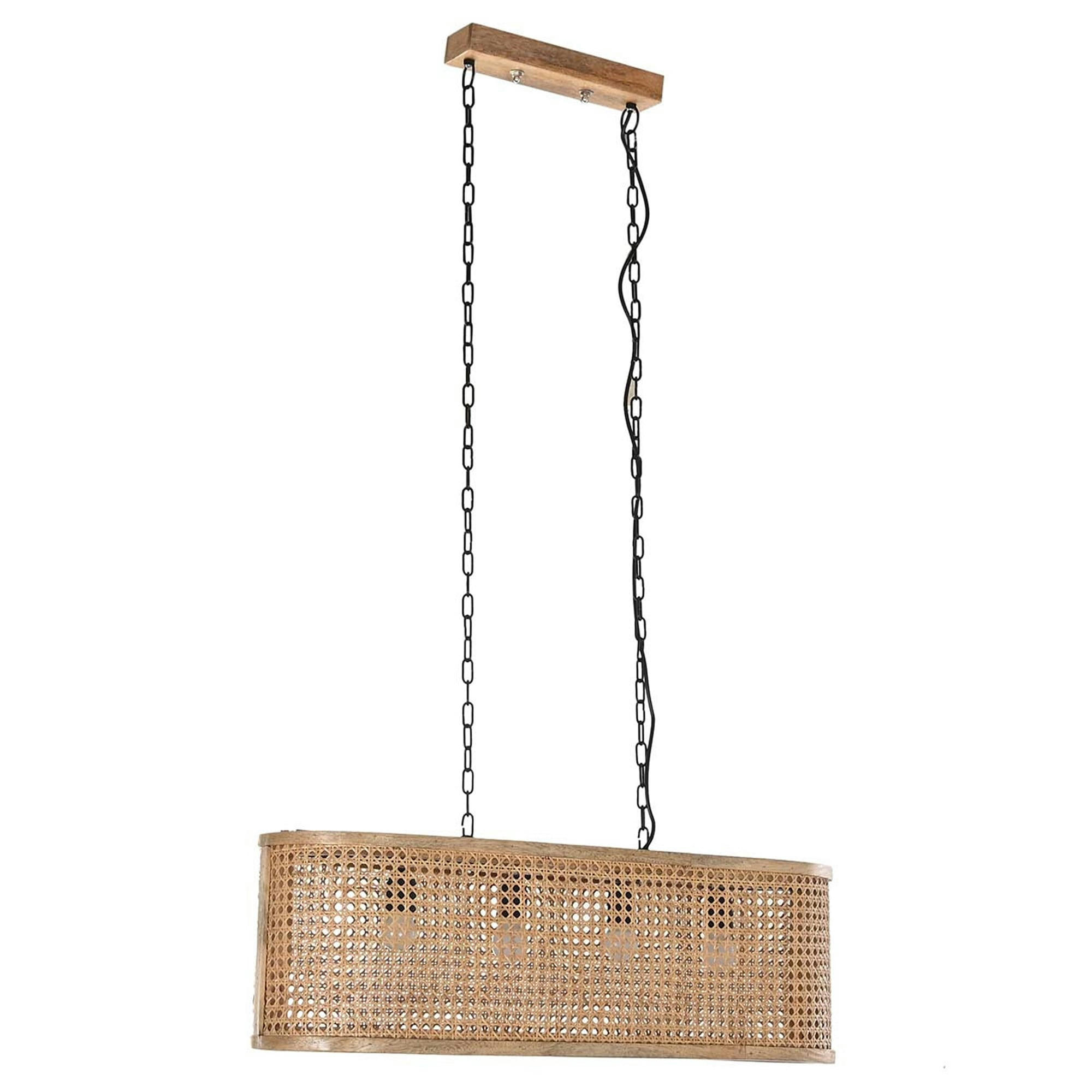 - Plafonnier en bois de mangue et cannage en rotin 80x24x28cm