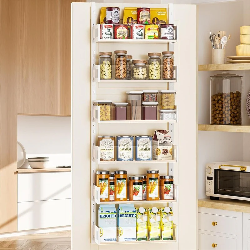 6Tier Over the Door Pantry Organizer with Sturdy Metal Shelves - 5.51D x 16.54W x 47.24H