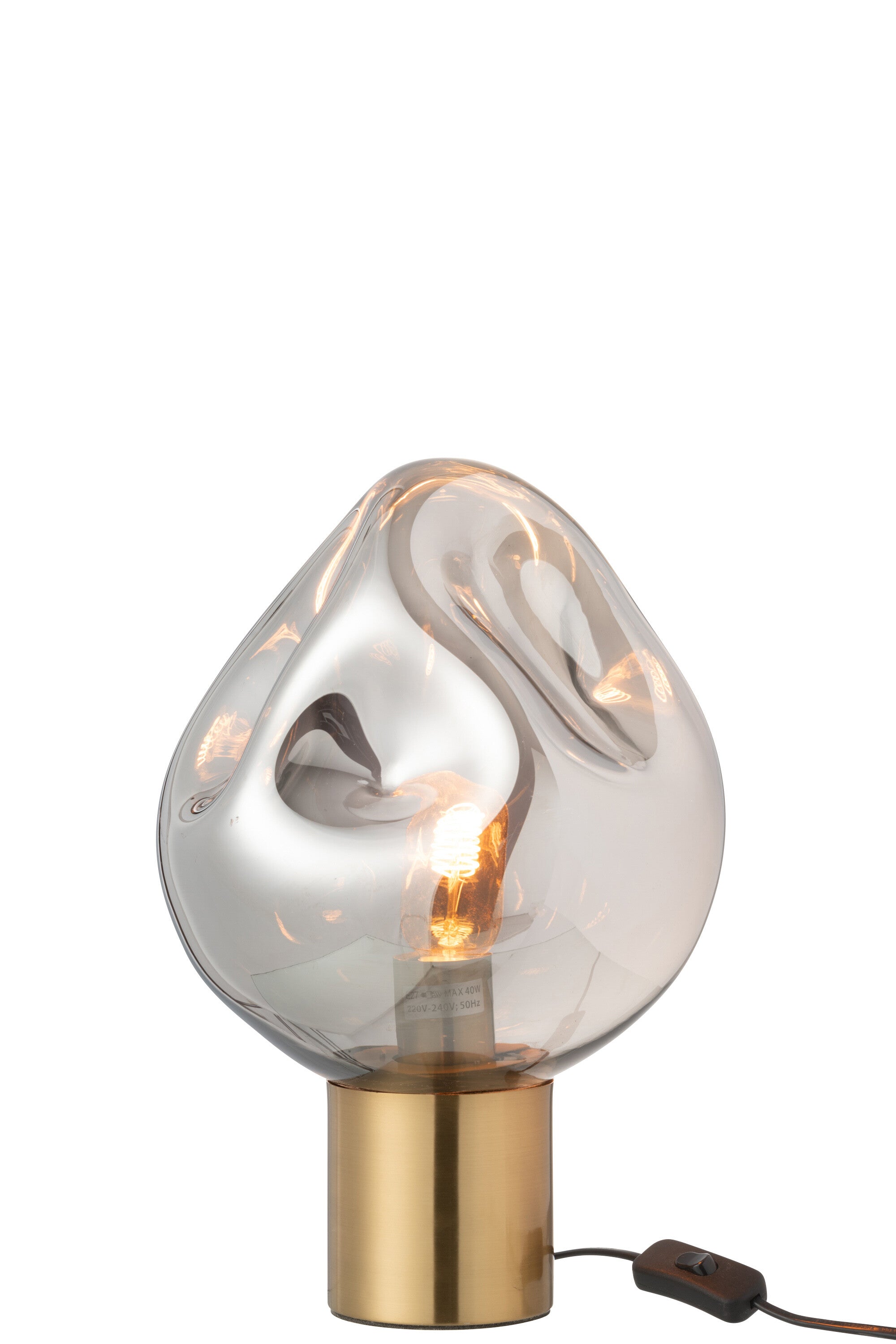 J-Line tafellamp - metaal/glas - grijs/goud