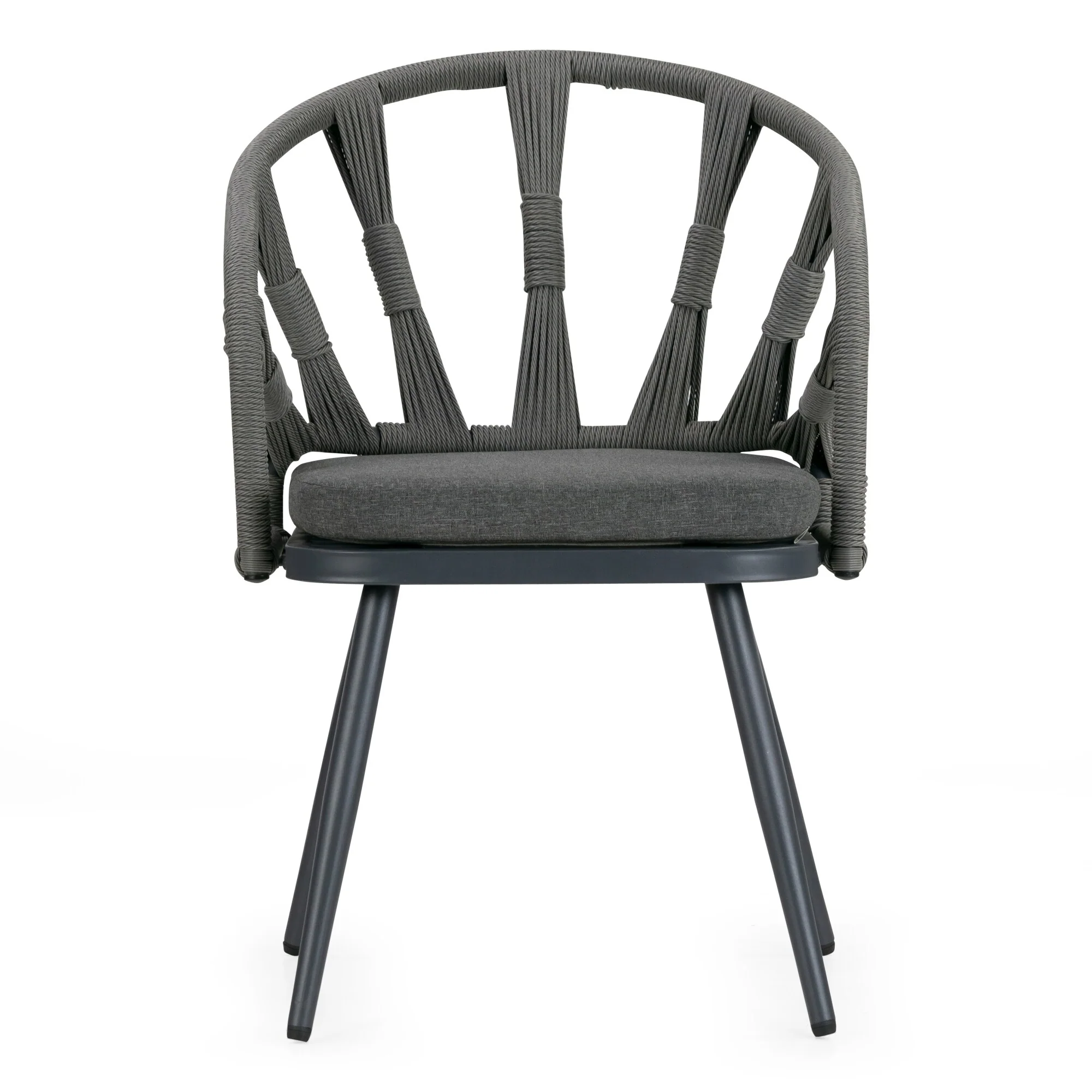 Set of 2 Binda Grey Outdoor Dining Chair with Hand-Woven Back