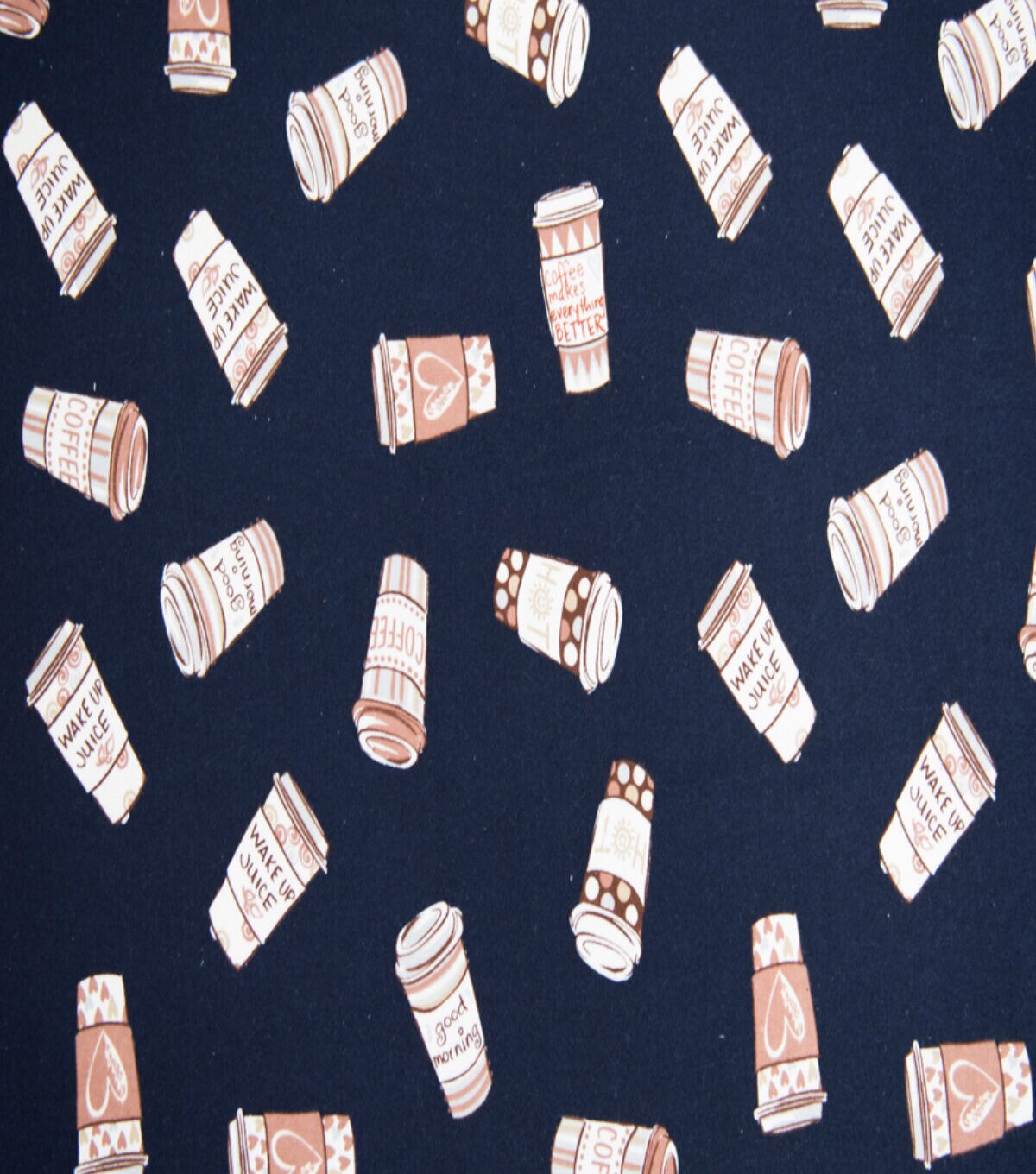 Super Snuggle Tossed Coffee Cups Flannel Fabric
