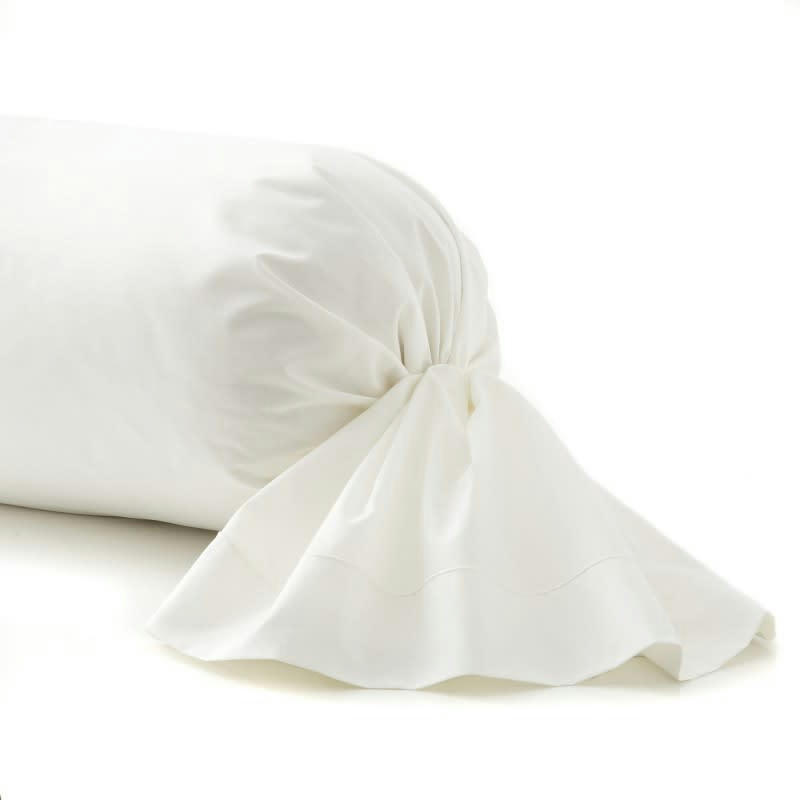 TRIUMPH LINE - Taie de traversin unie en satin de coton blanc 43x230