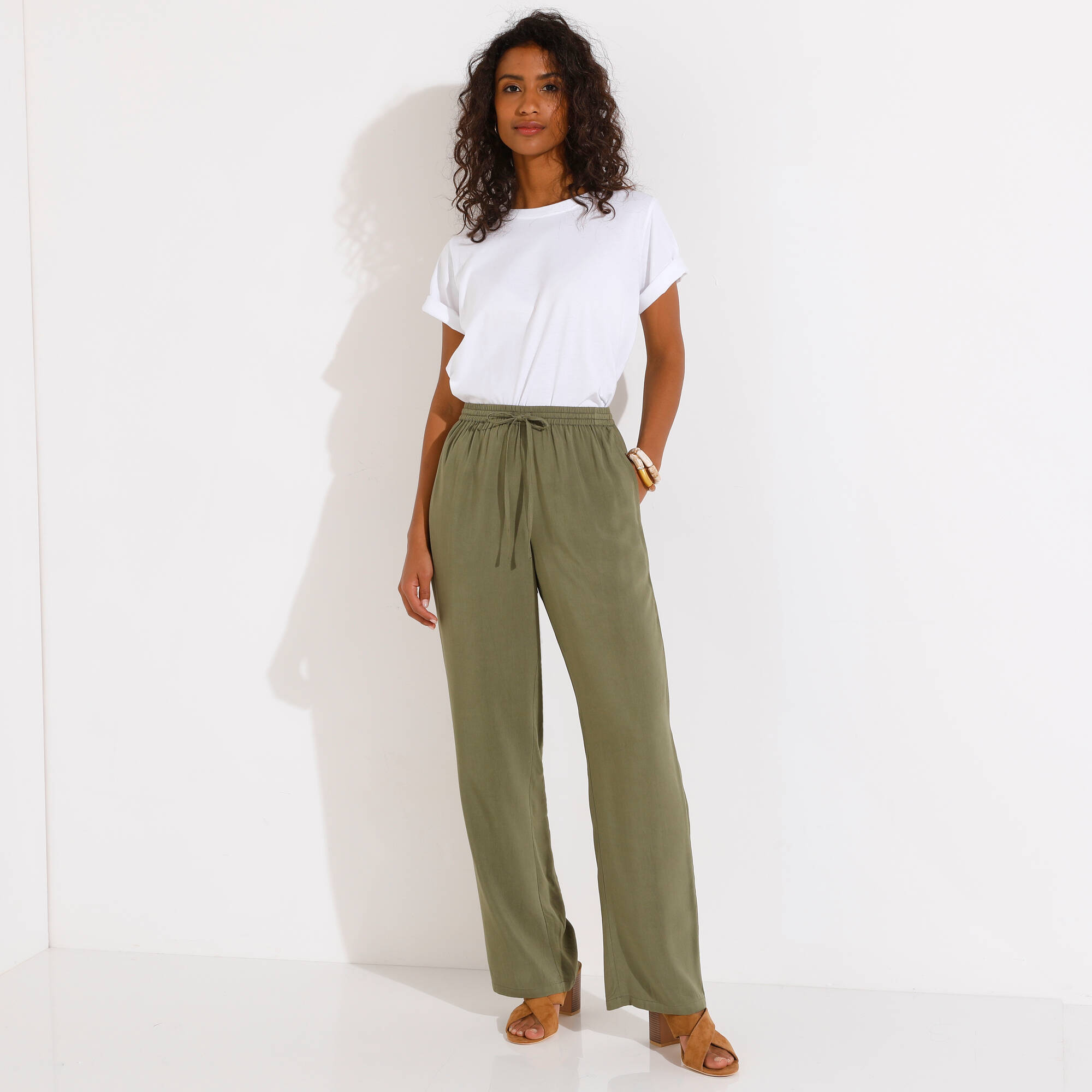 Pantalon large fluide uni