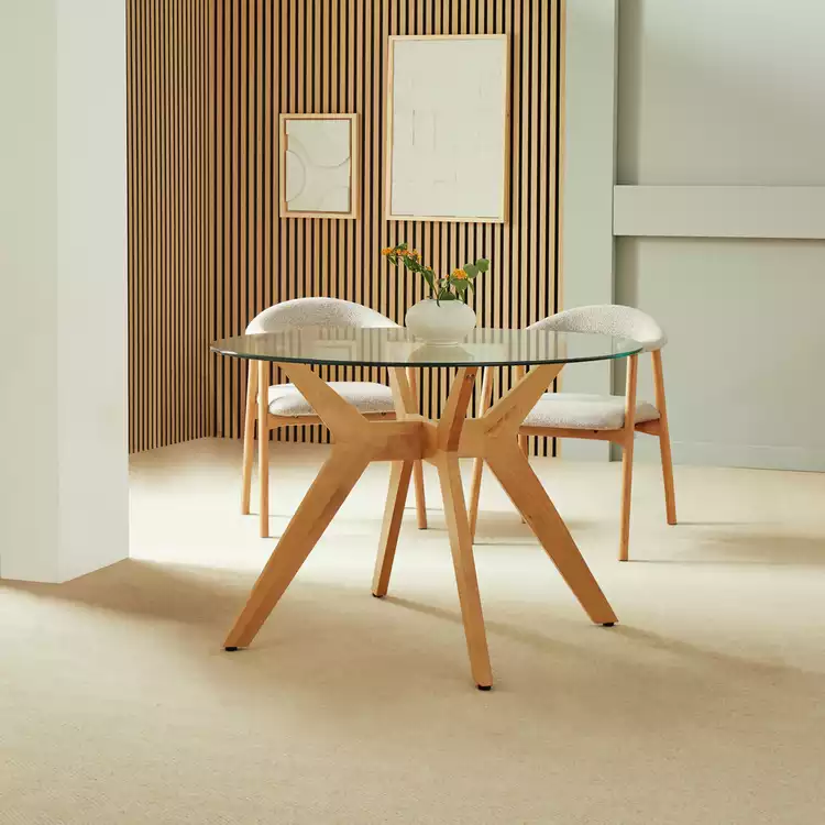 Habitat Zela Glass 4 Seater Dining Table - Natural