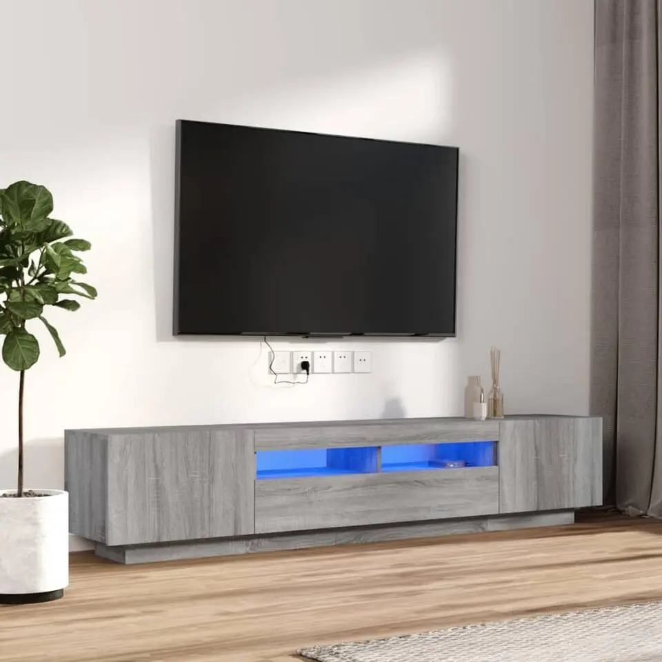vidaXL - 2-delig TV-meubel met LED en deuren - Grijs sonoma eiken - 100x35x40 cm