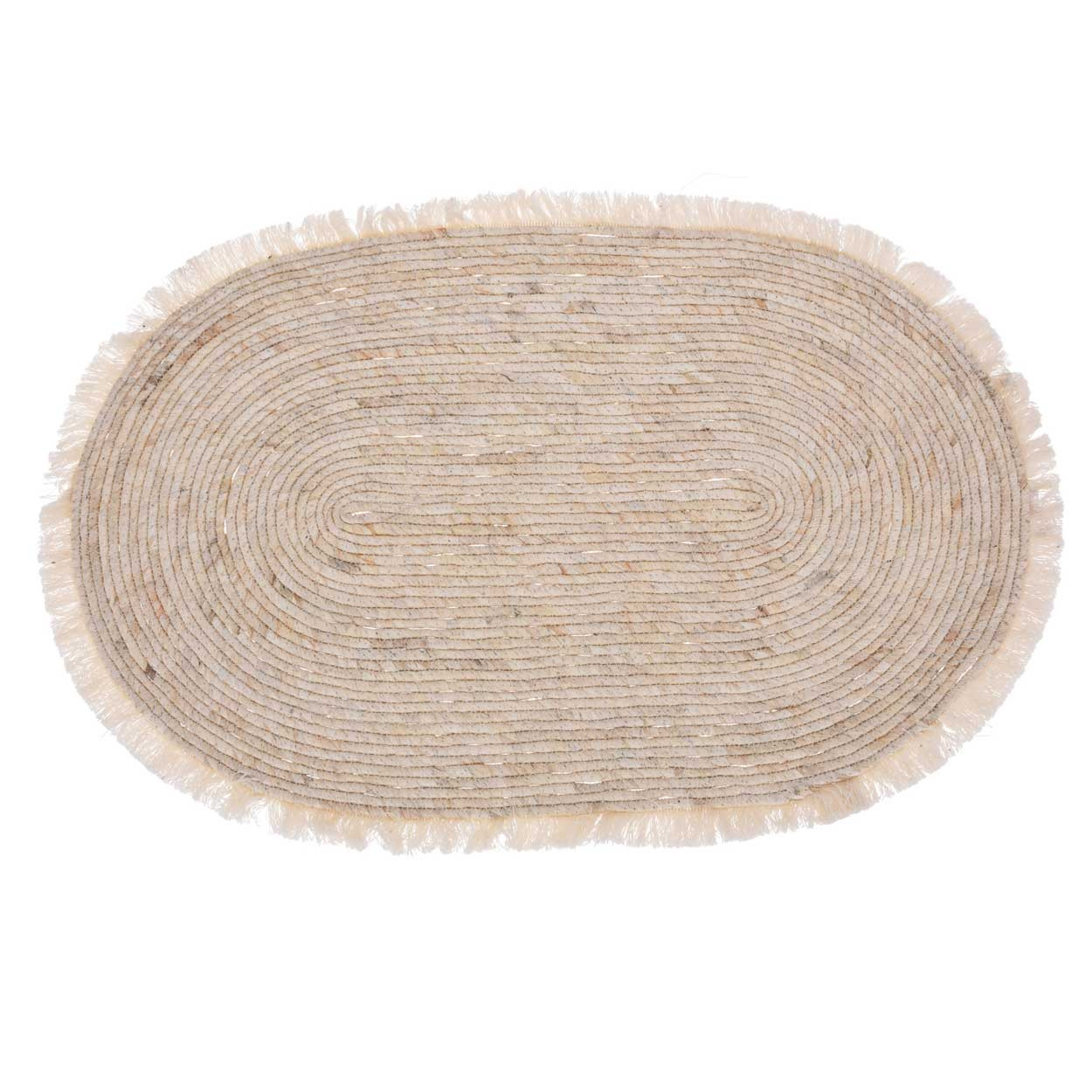 Owalny dywan do salonu beżowy z juty boho 80x50 cm