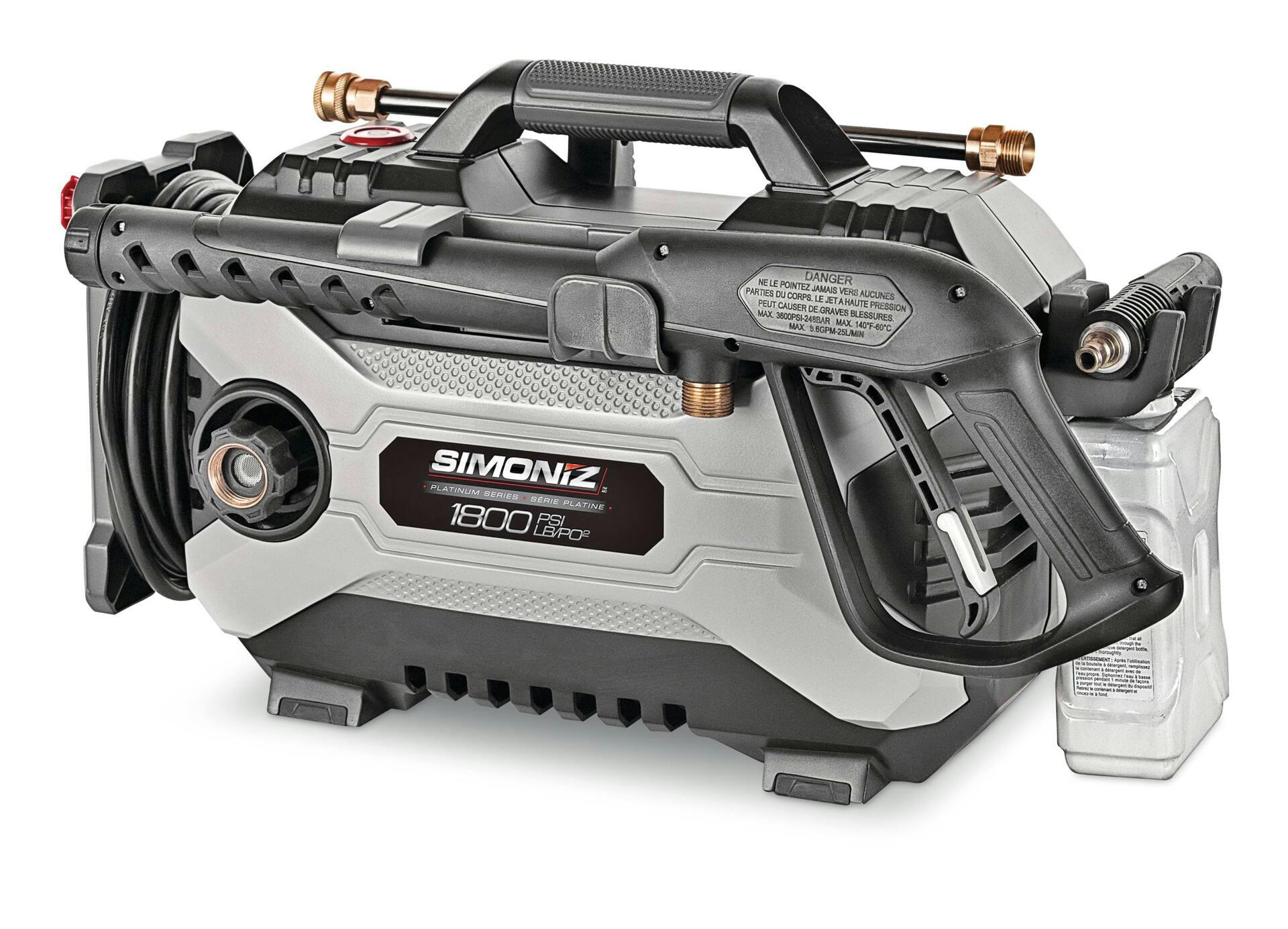 Simoniz Platinum1800 PSI 2.0 GPM Corded Cold Water Brushed Electric Pressure Washer with Foam Blaster
