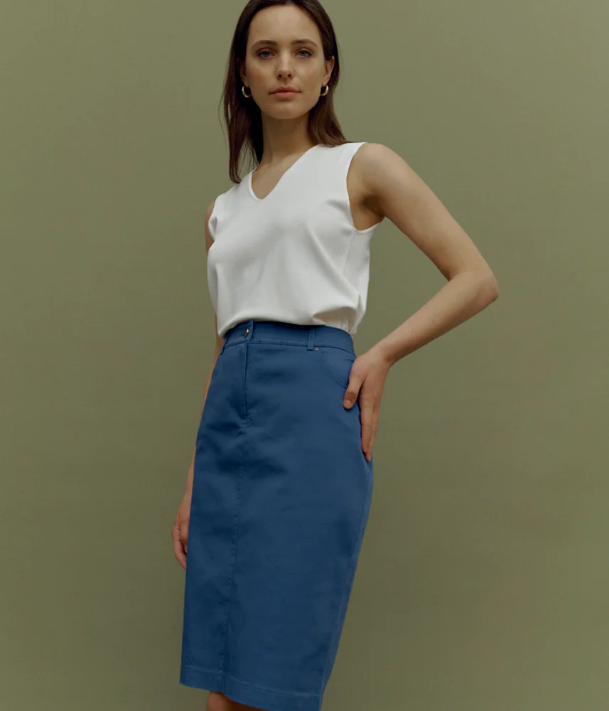 Jupe droite en coton stretch JILO/85333/302